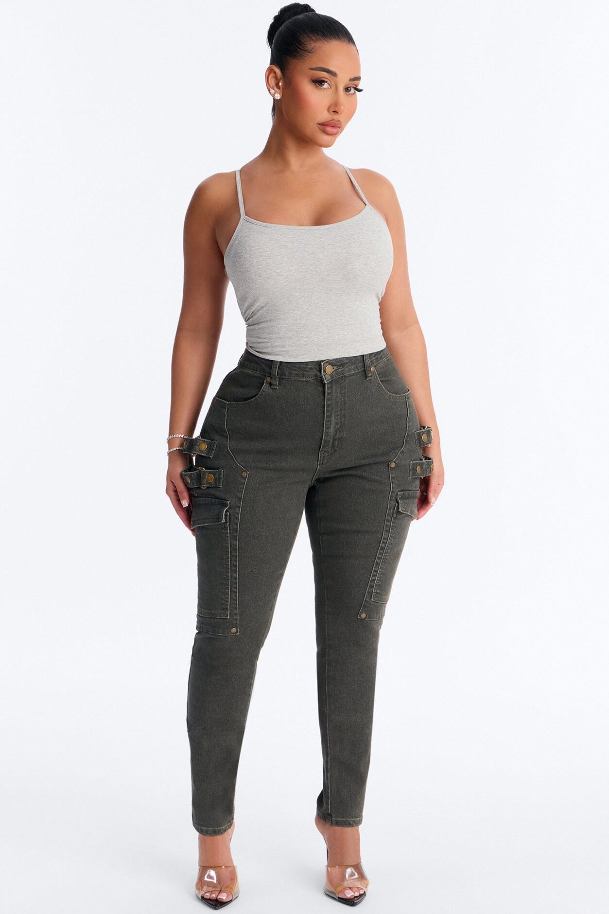 Holly Padded Basic Cami Top - Heather Grey