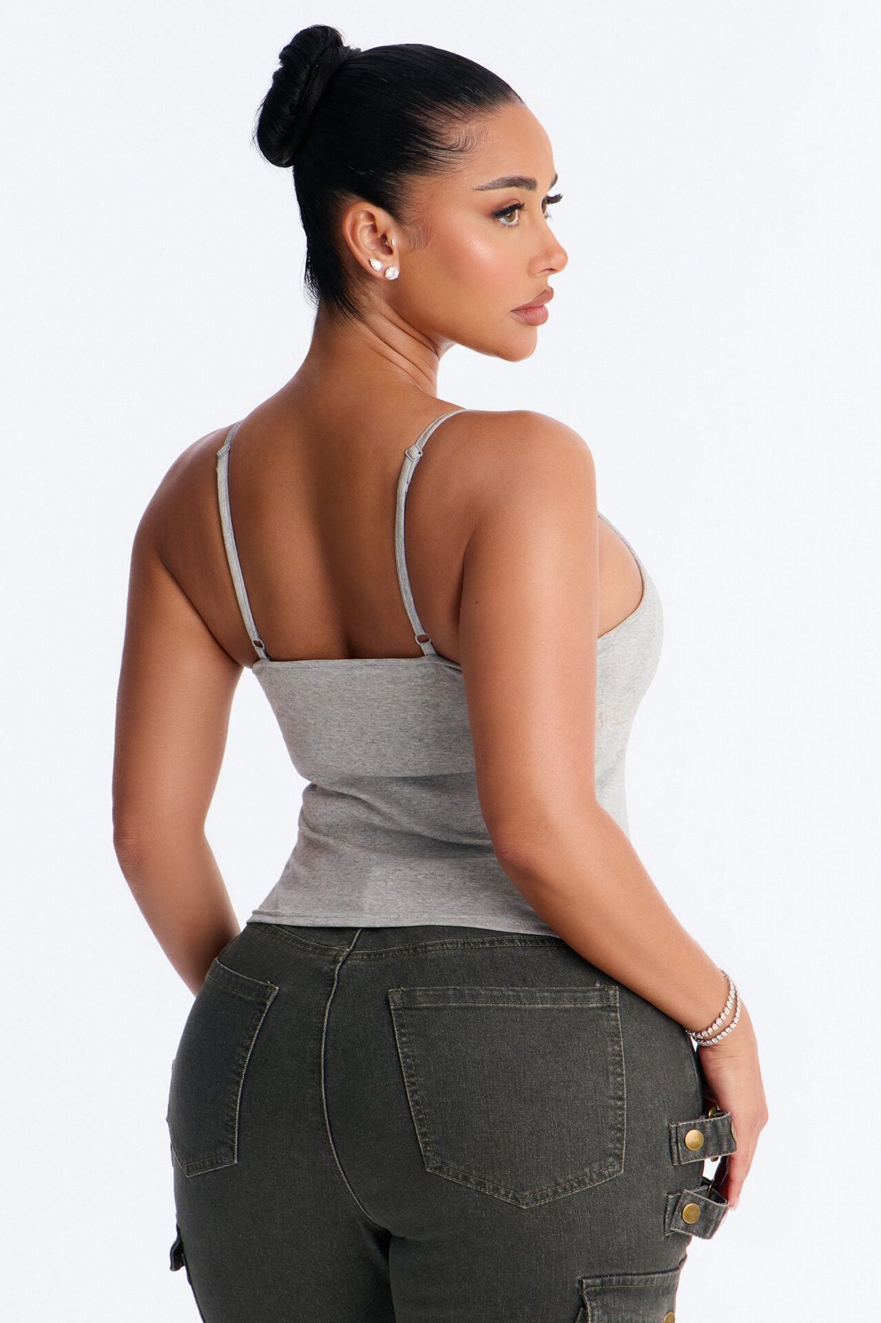 Holly Padded Basic Cami Top - Heather Grey