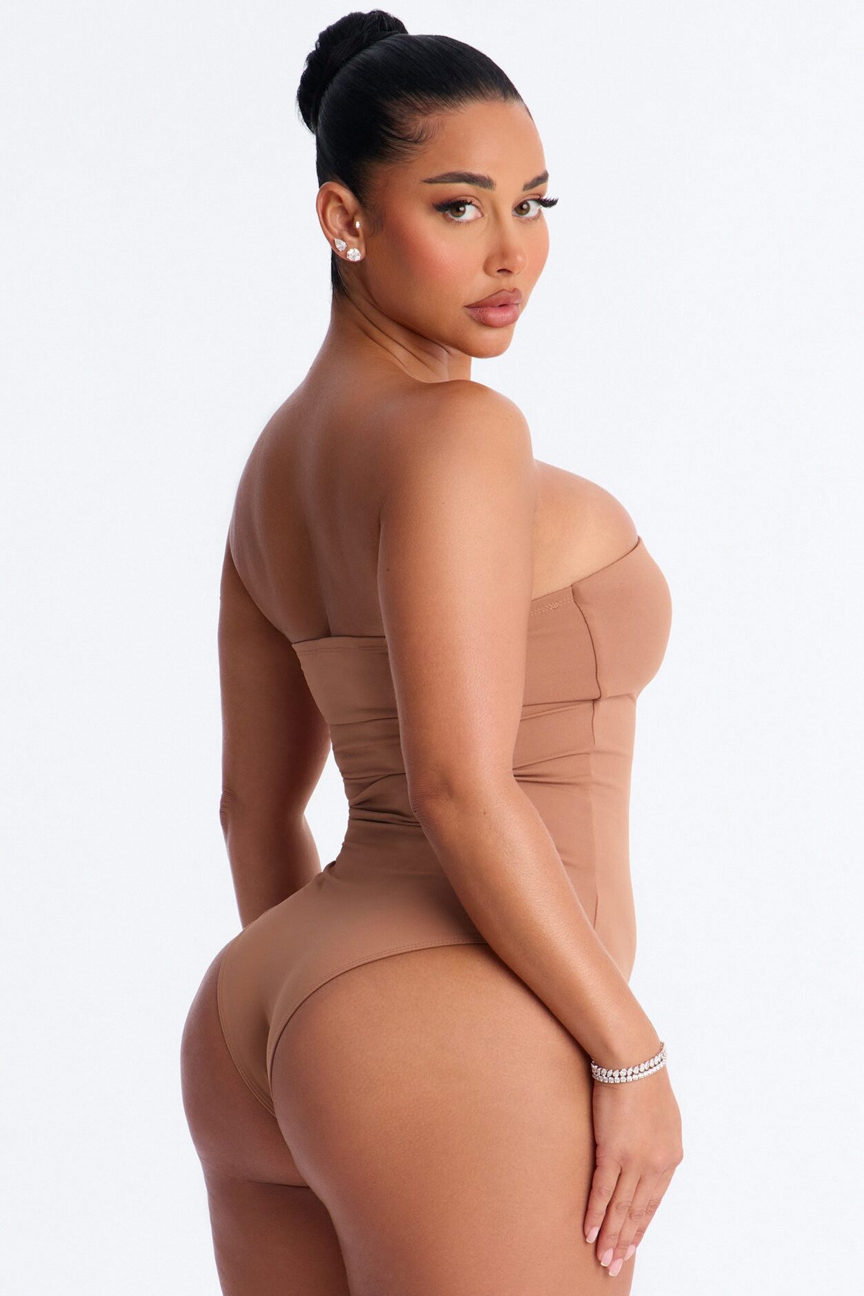 Daisy Double Layer Tube Top Bodysuit - Mocha