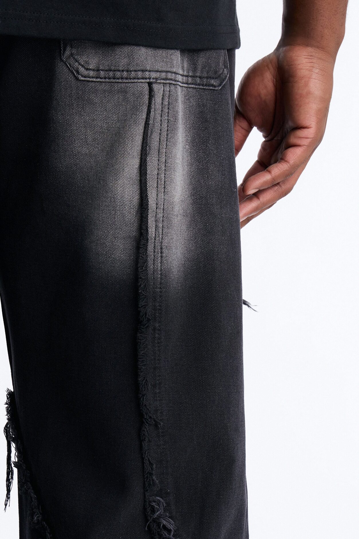 Straight Street Fray Jeans - Black Wash