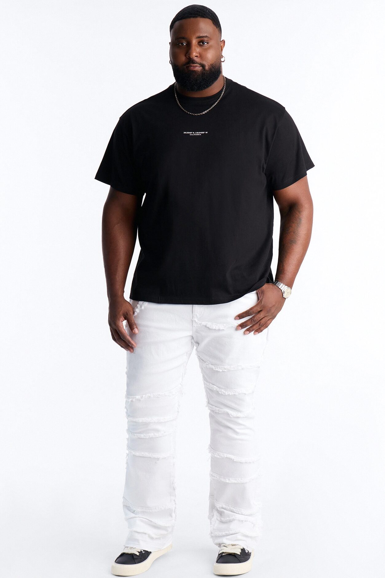 Stacked Skinny Flare Fray It Up Jean - White