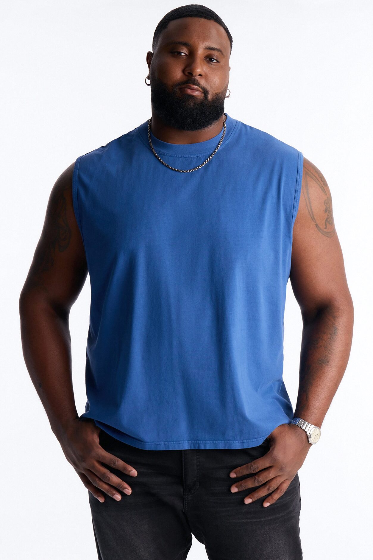 Cropped Muscle Tee - Blue