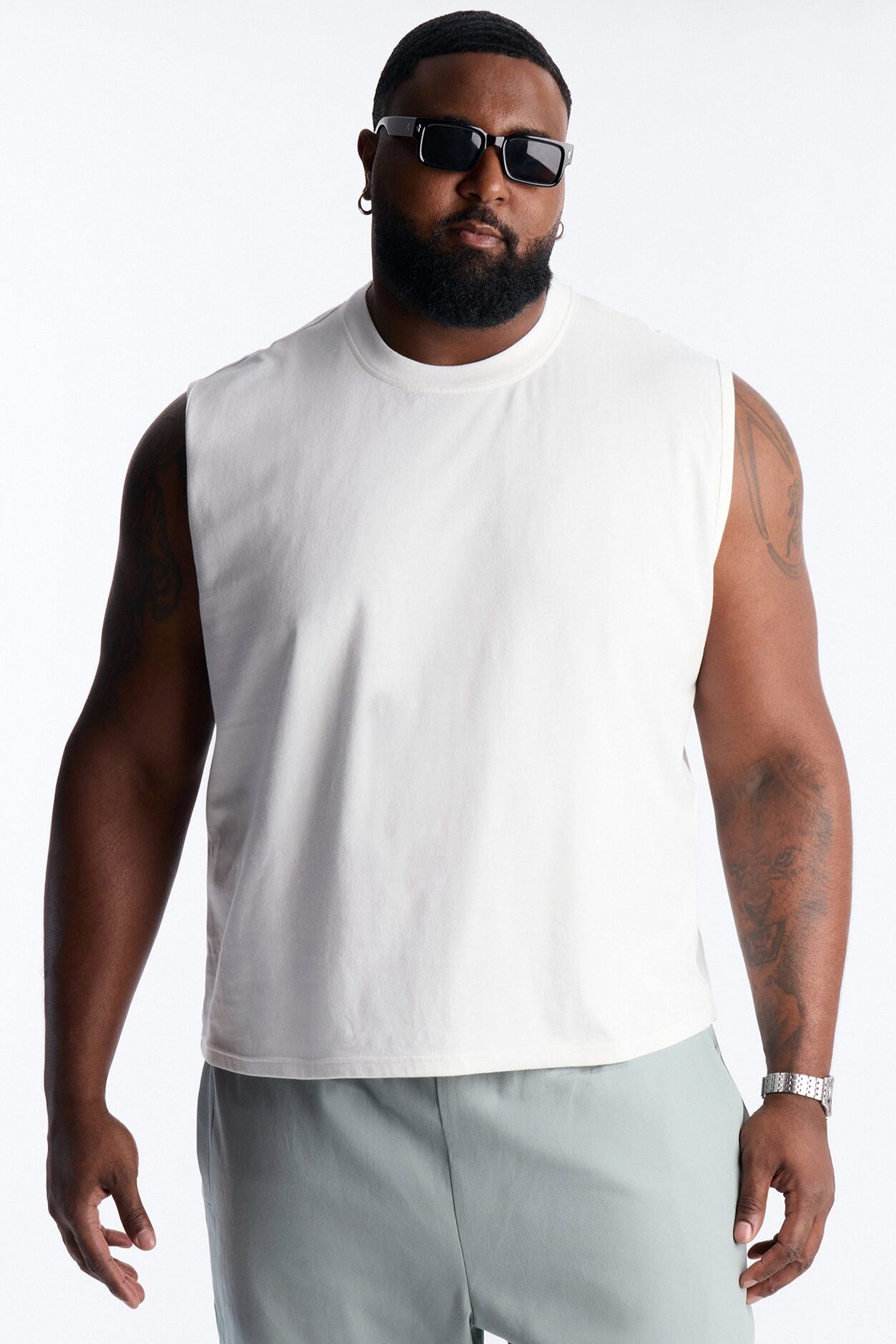 Cropped Muscle Tee - White