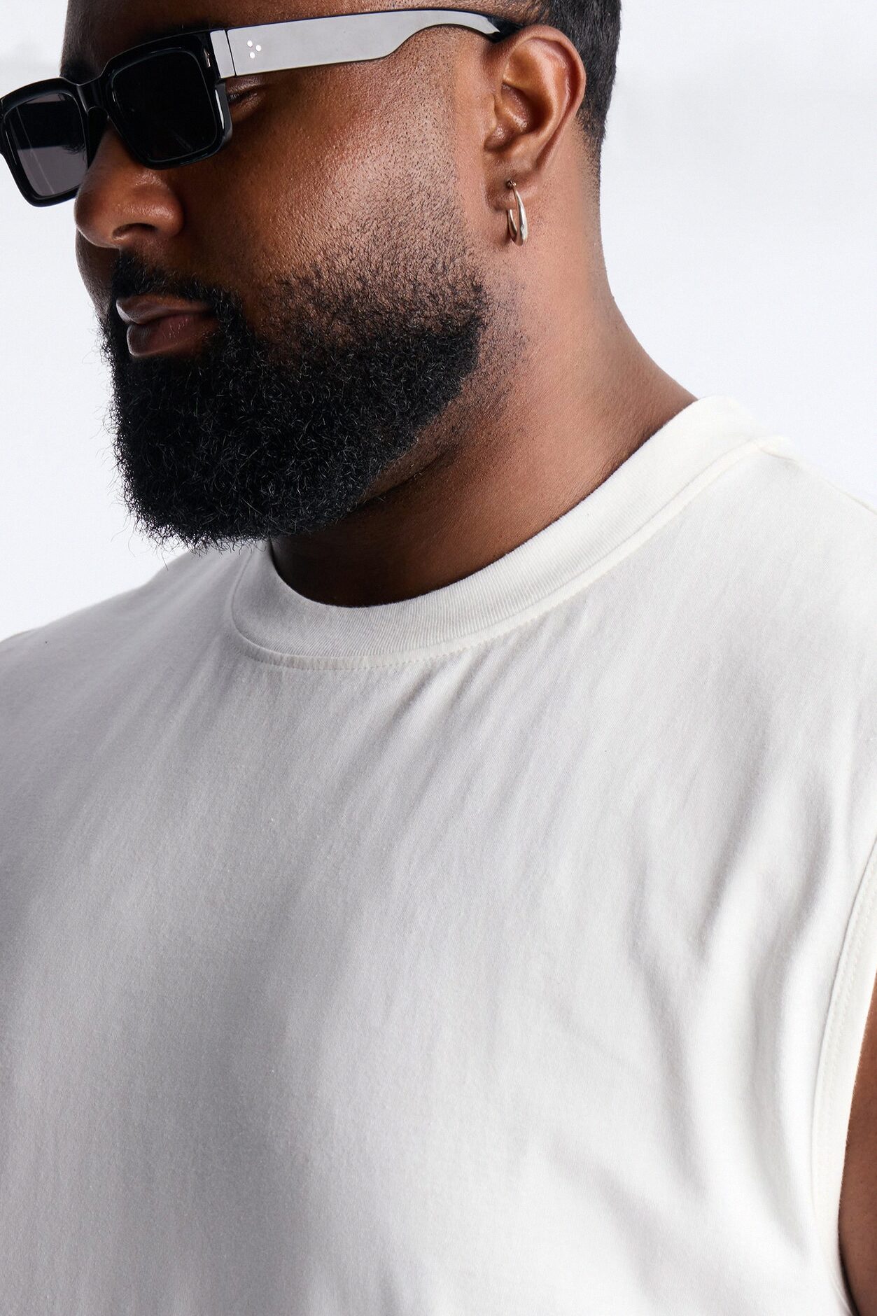 Cropped Muscle Tee - White