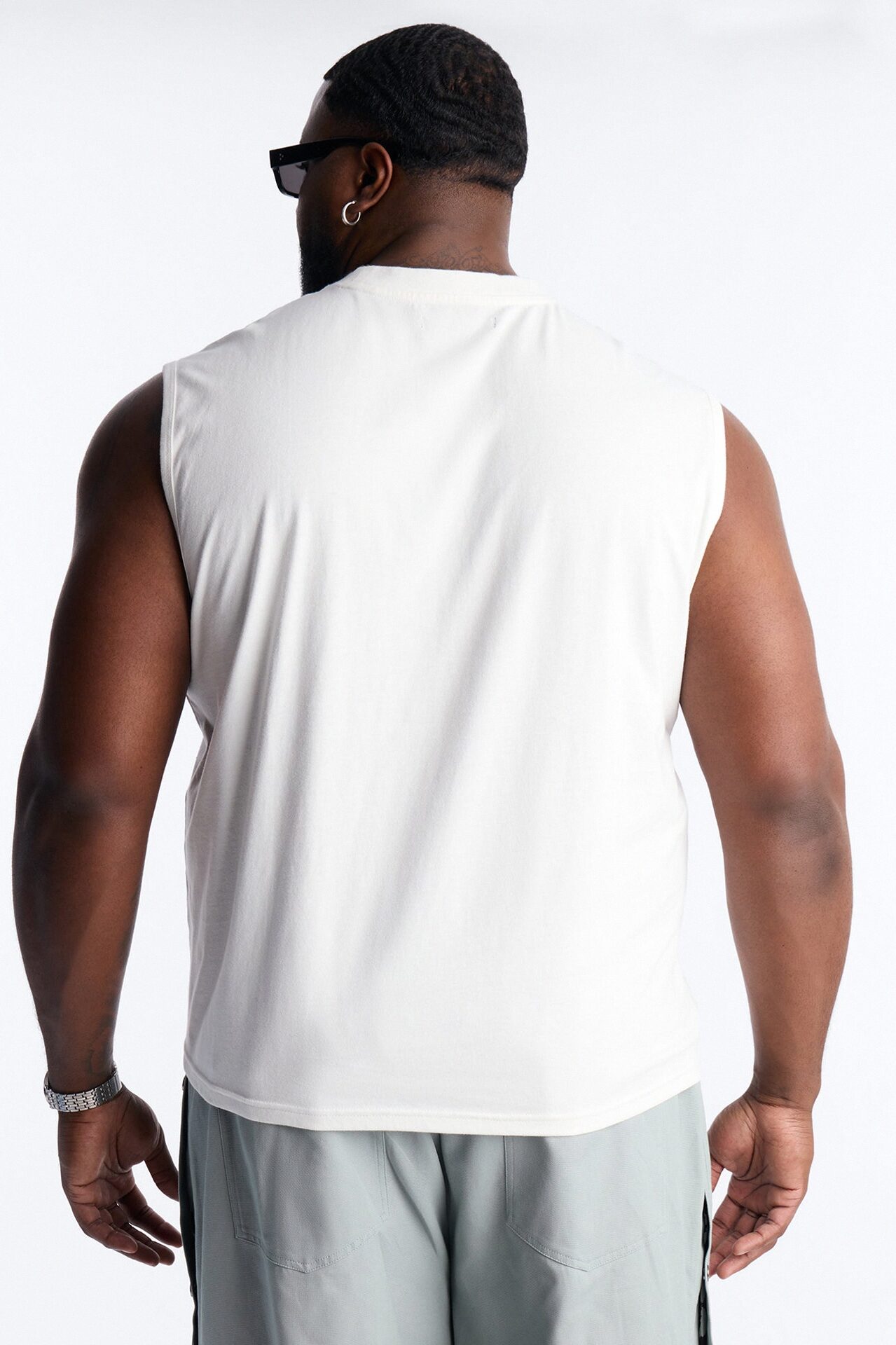 Cropped Muscle Tee - White