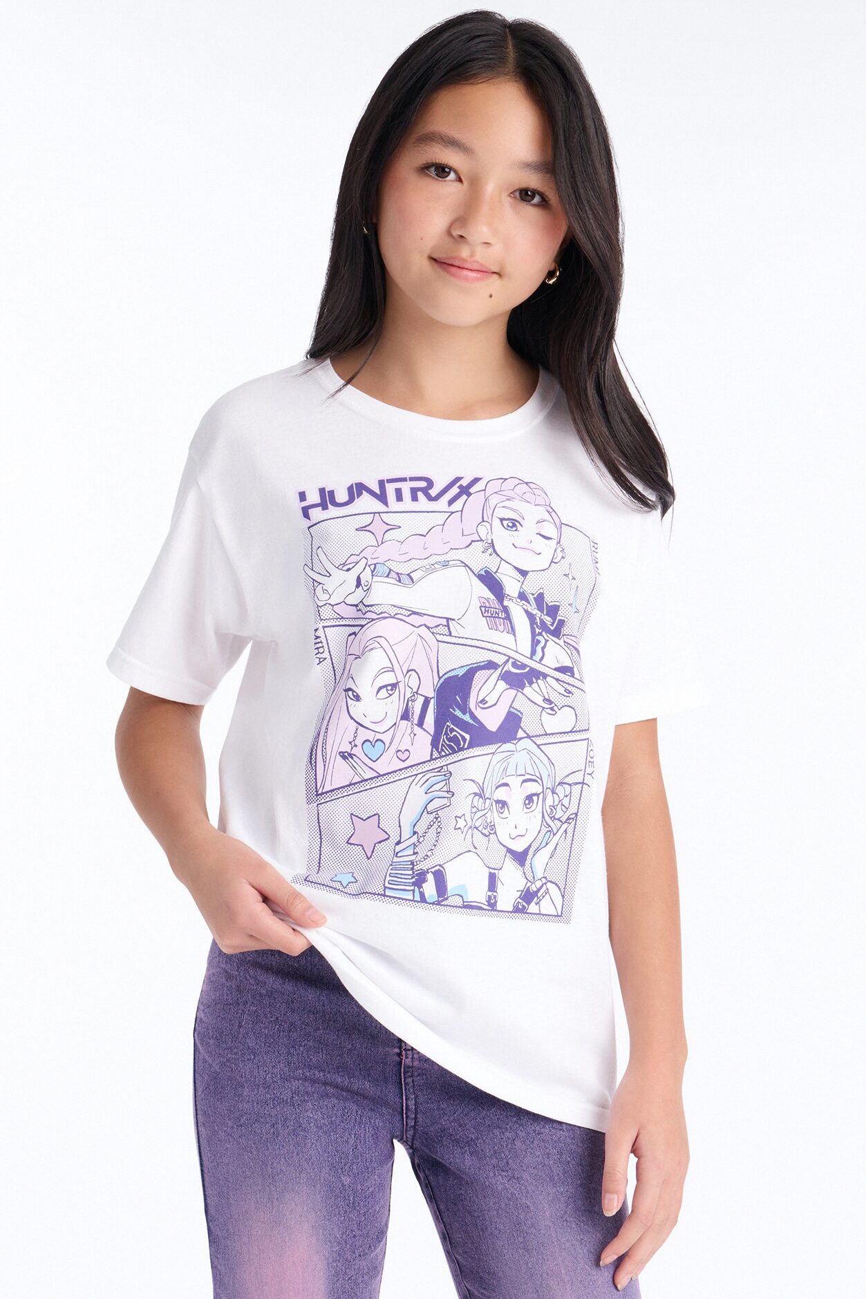 Mini KPop Demon Hunters Huntrix Short Sleeve Tee - White