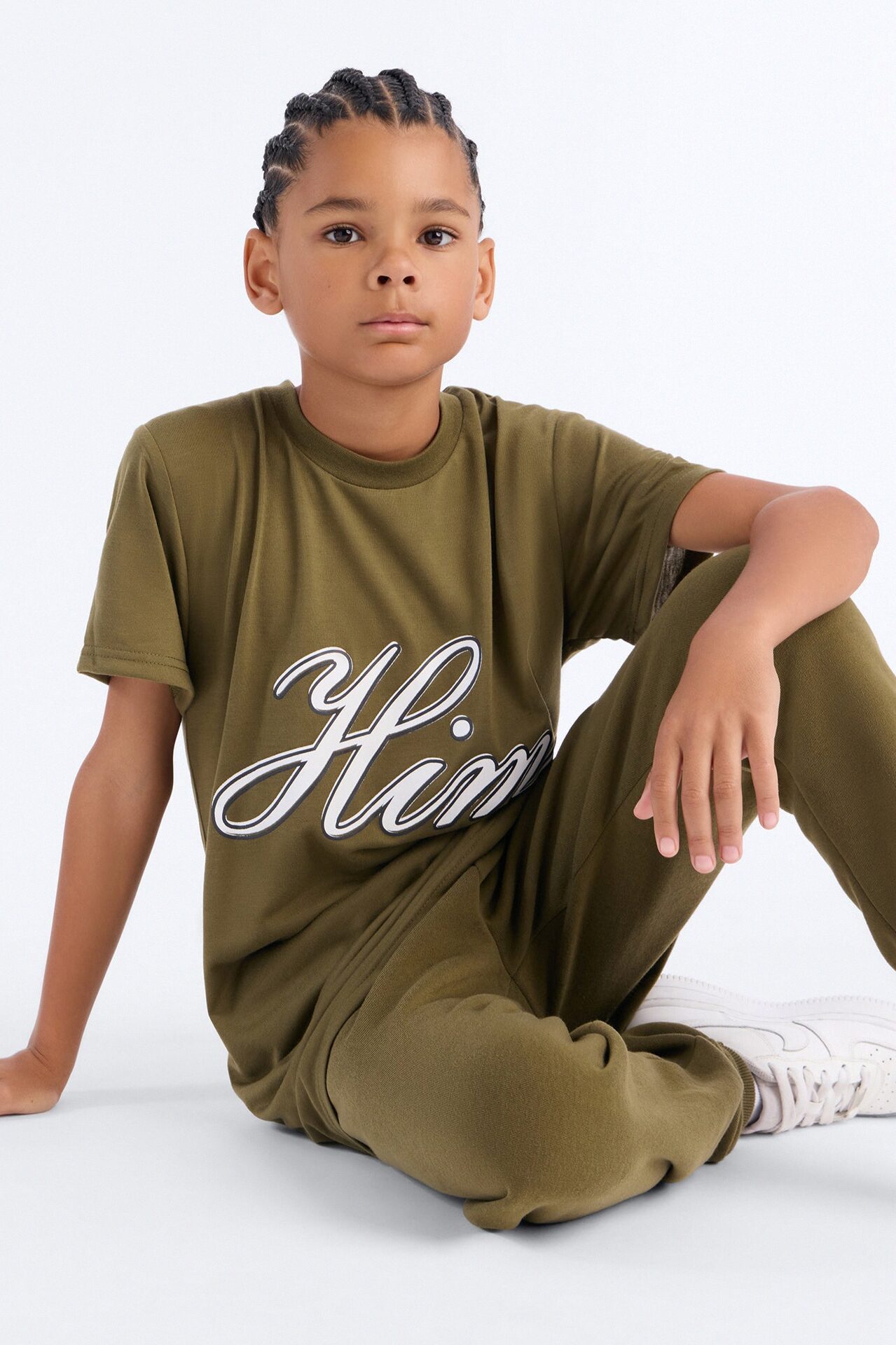 Mini Him Doing Big Things Jogger Pant Set - Olive/combo