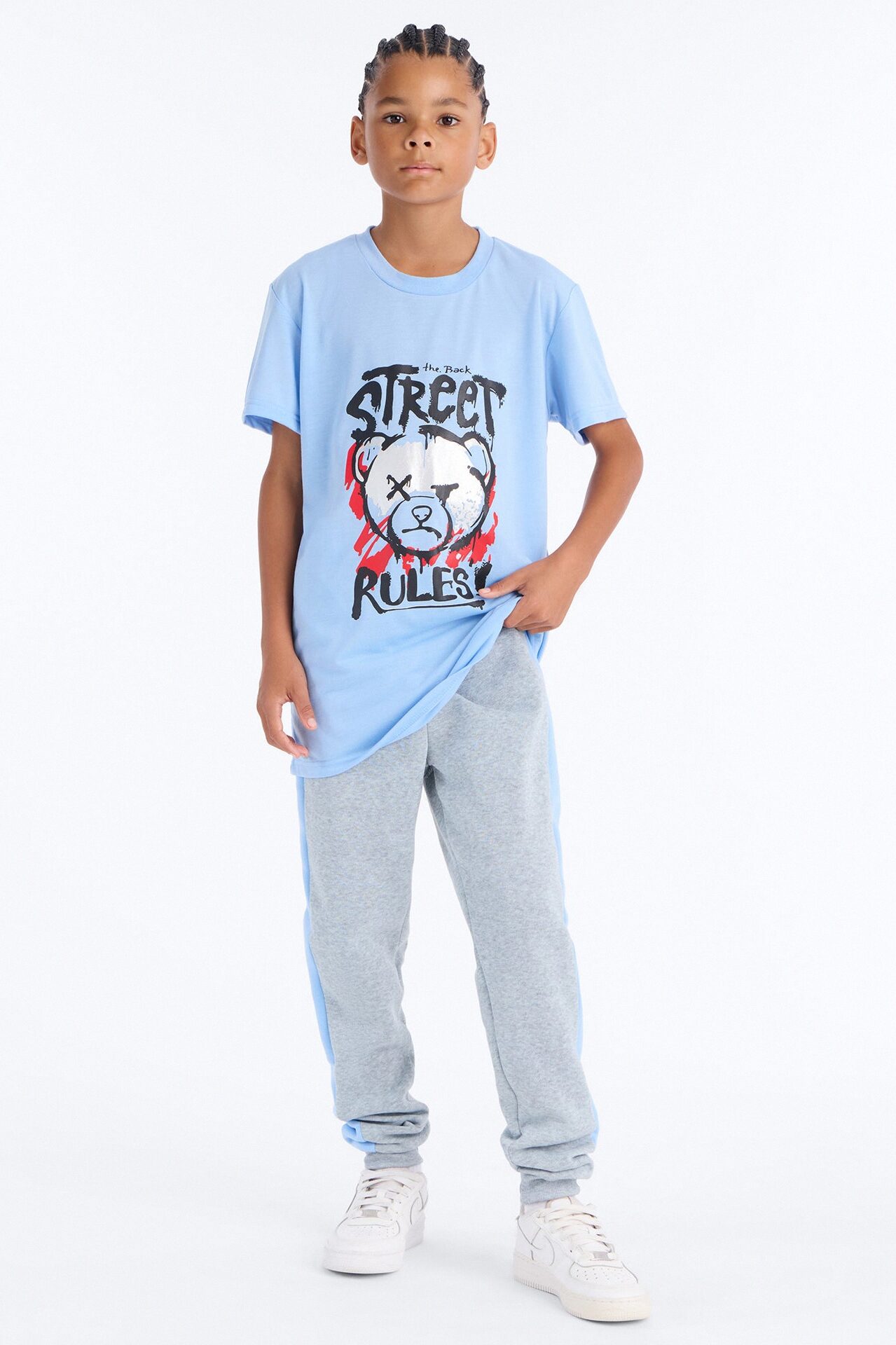 Mini Street Rules Jogger Pant Set - Blue/combo