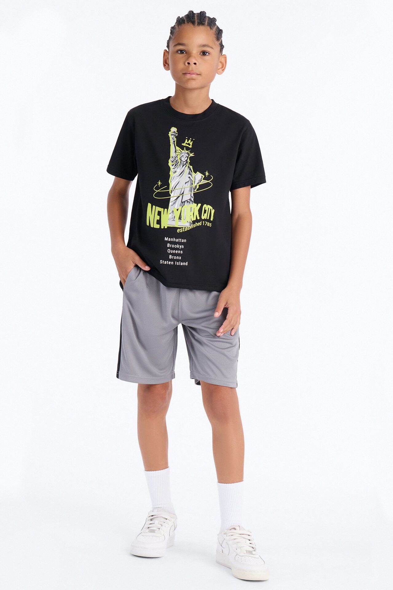 Mini NYC Things Mesh Short Set - Black/combo