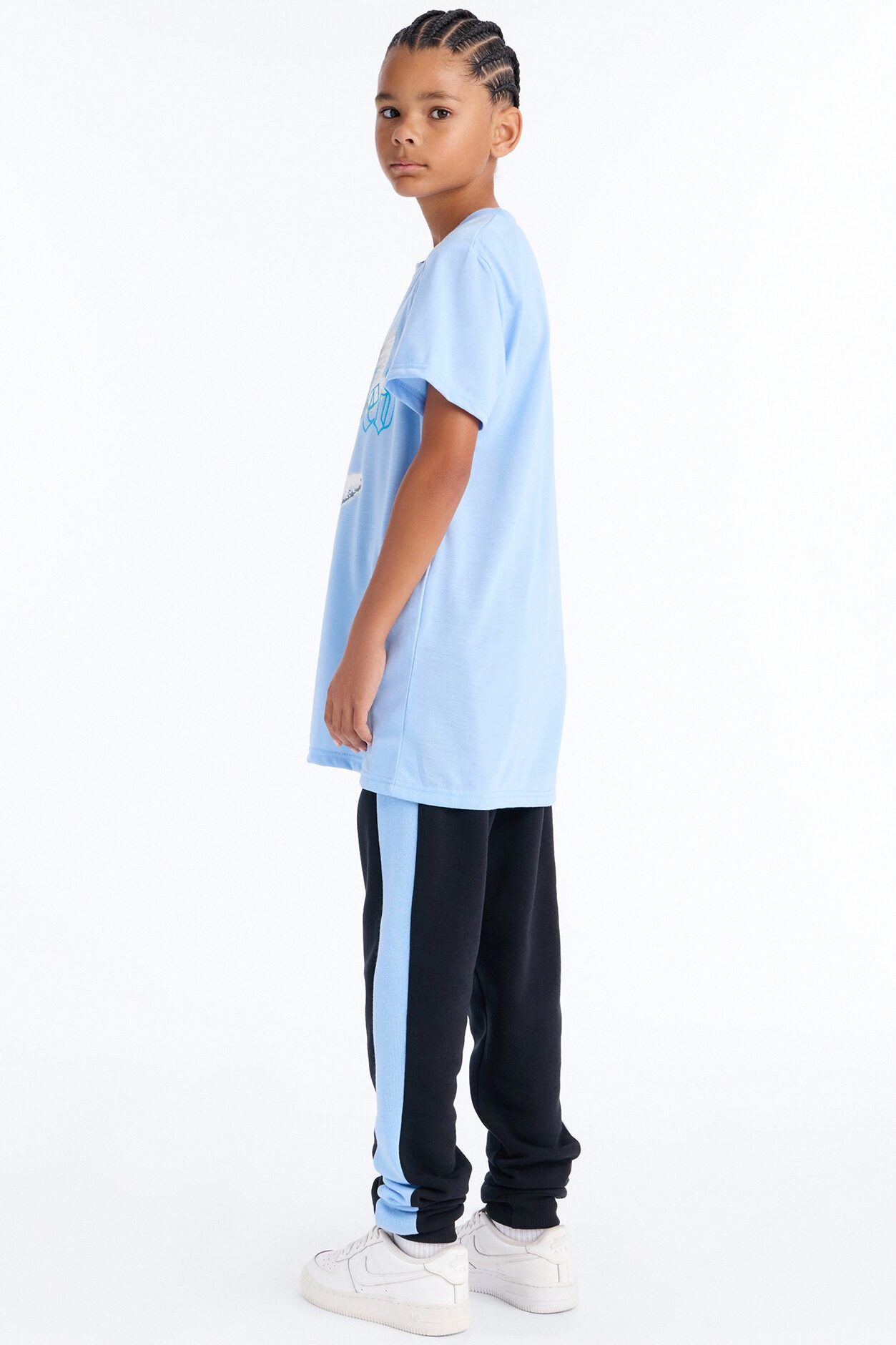 Mini Blessed As Usual Jogger Pant Set - Blue/combo