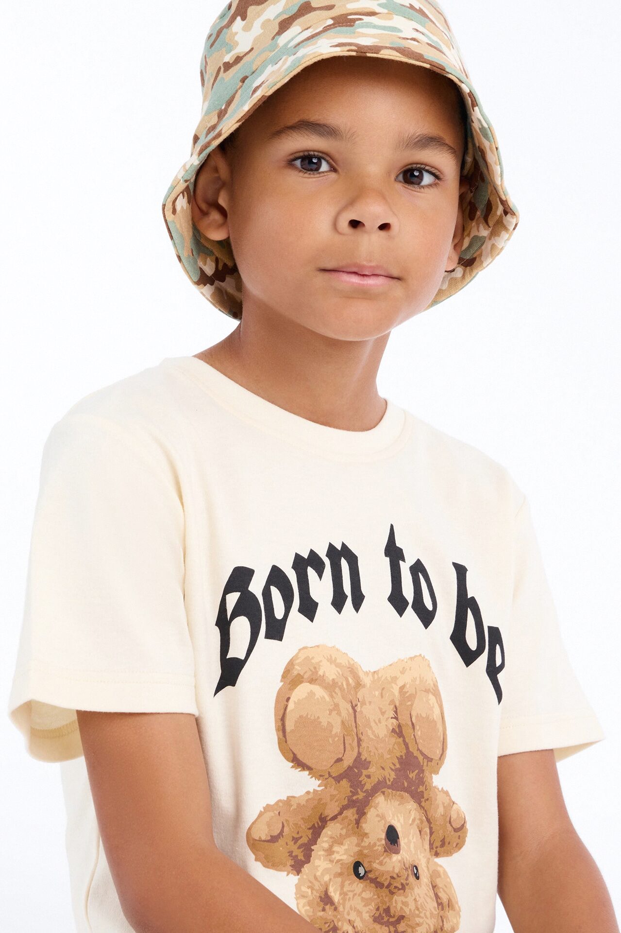 Mini Money Moves Short Set With Bucket Hat - Cream/combo
