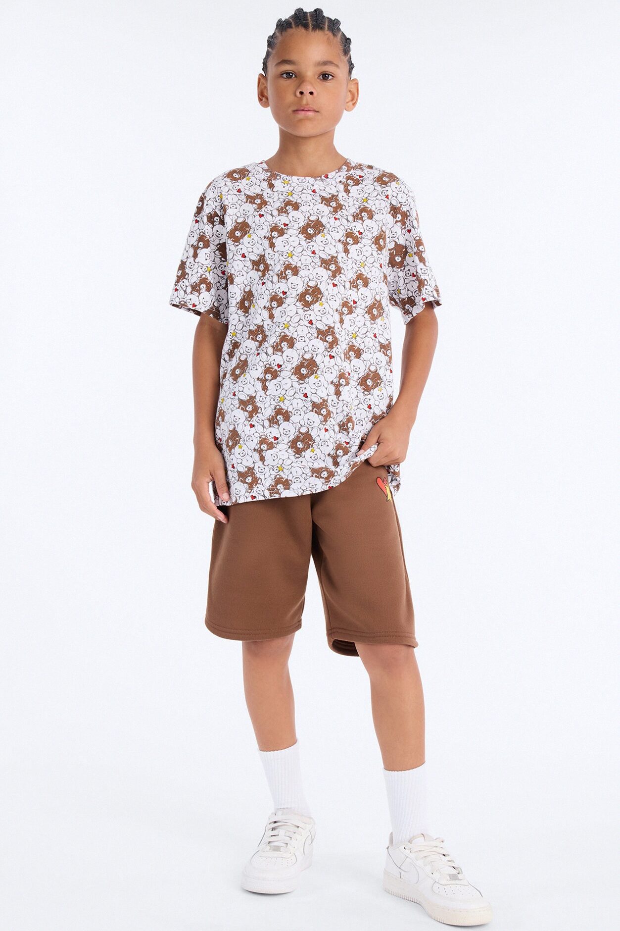 Mini Bears Everywhere Short Set - Brown/combo