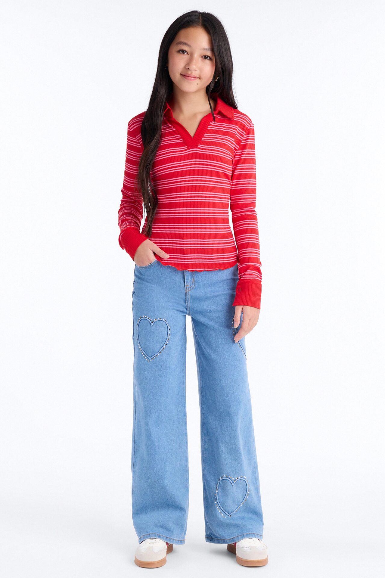 Mini Heart Of Mind Wide Leg Jeans - Medium Wash