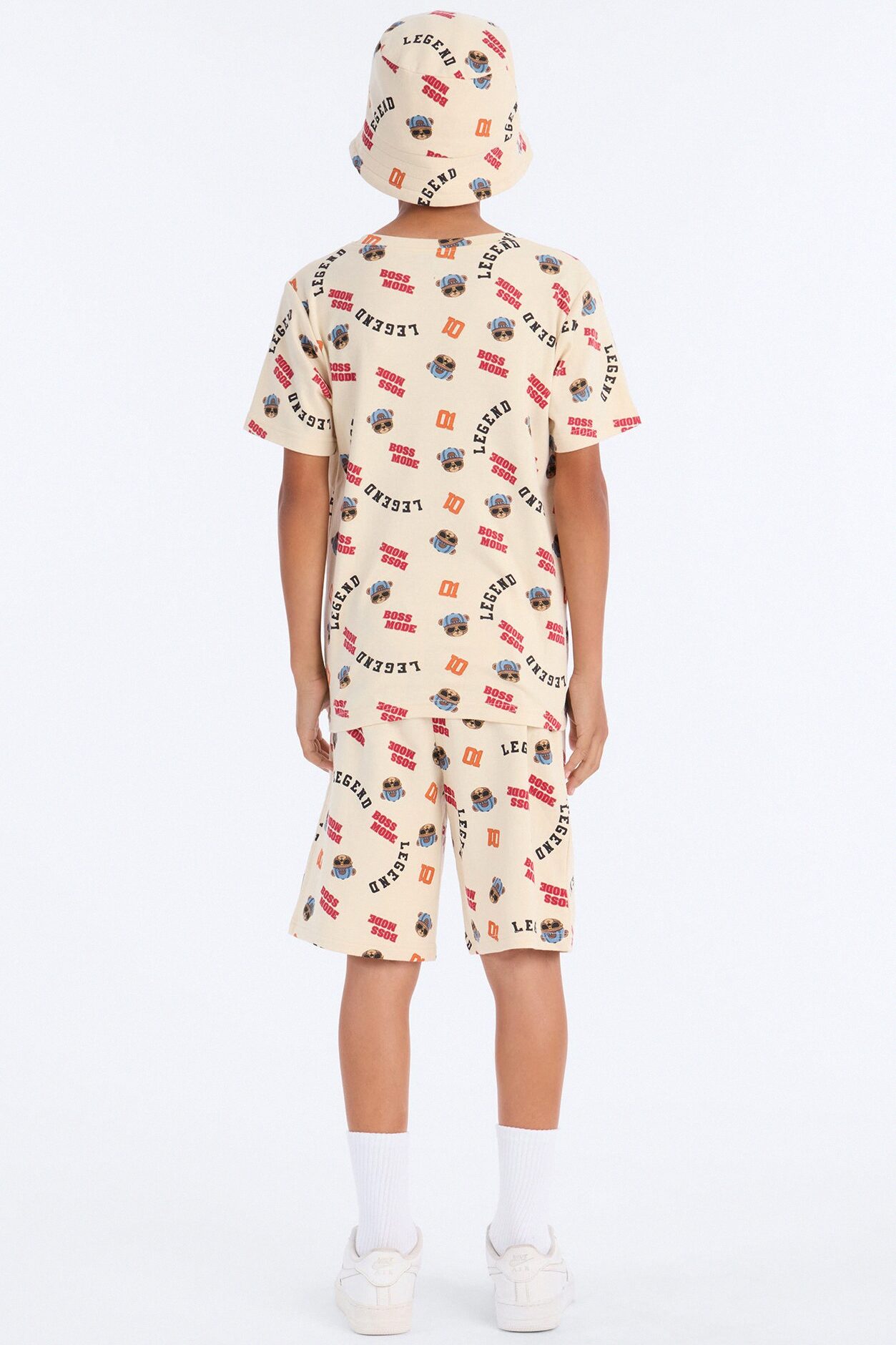Mini Boss Mode Legend Short Set With Bucket Hat - Cream