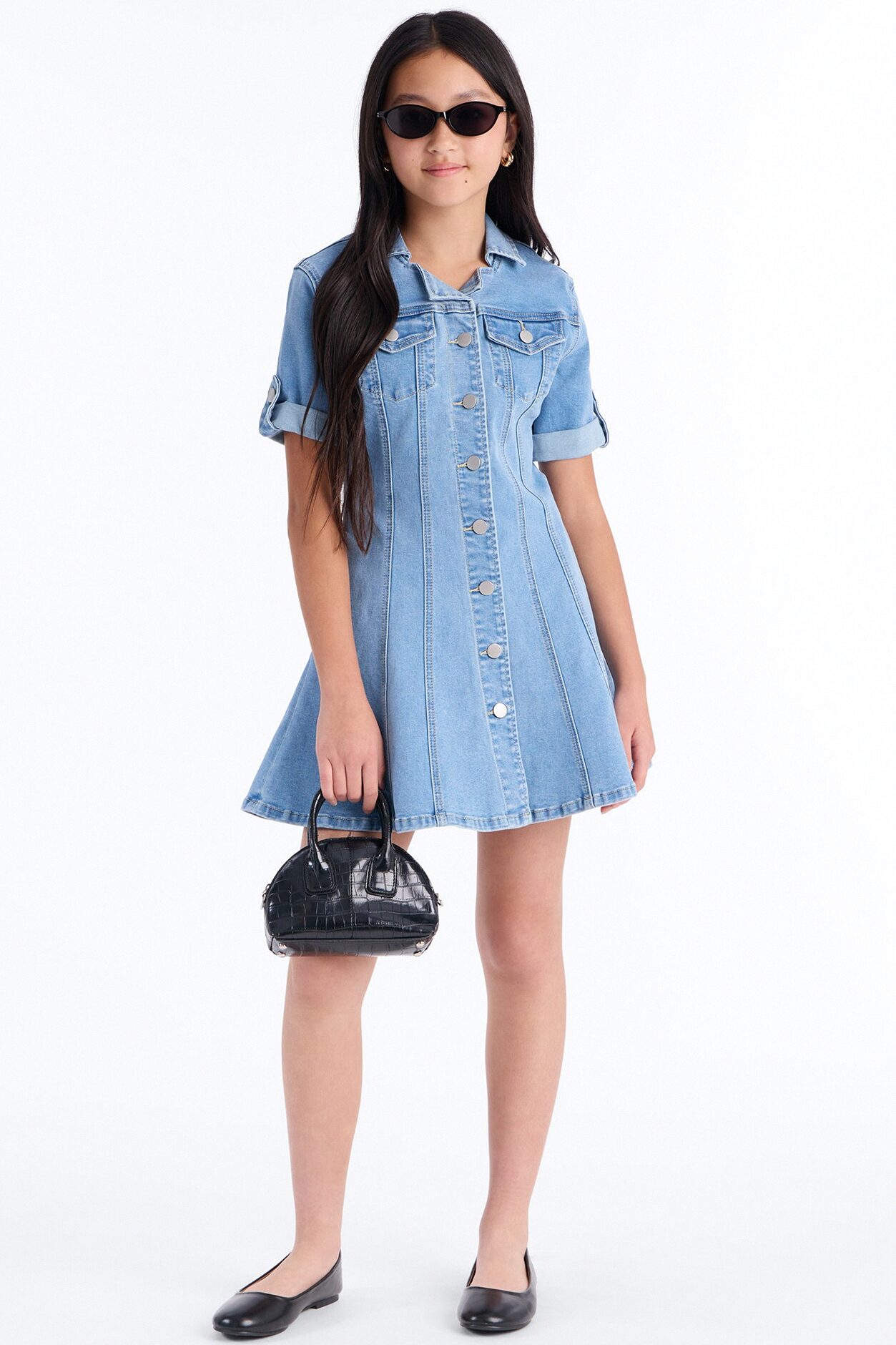 Mini Raven Stretch Denim Dress - Light Wash