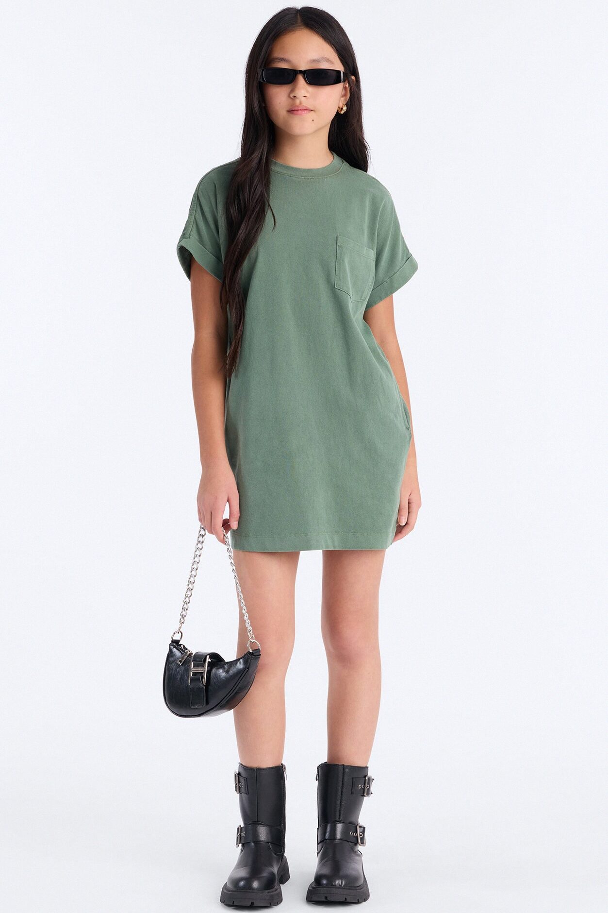 Mini Krystal TShirt Dress - Green
