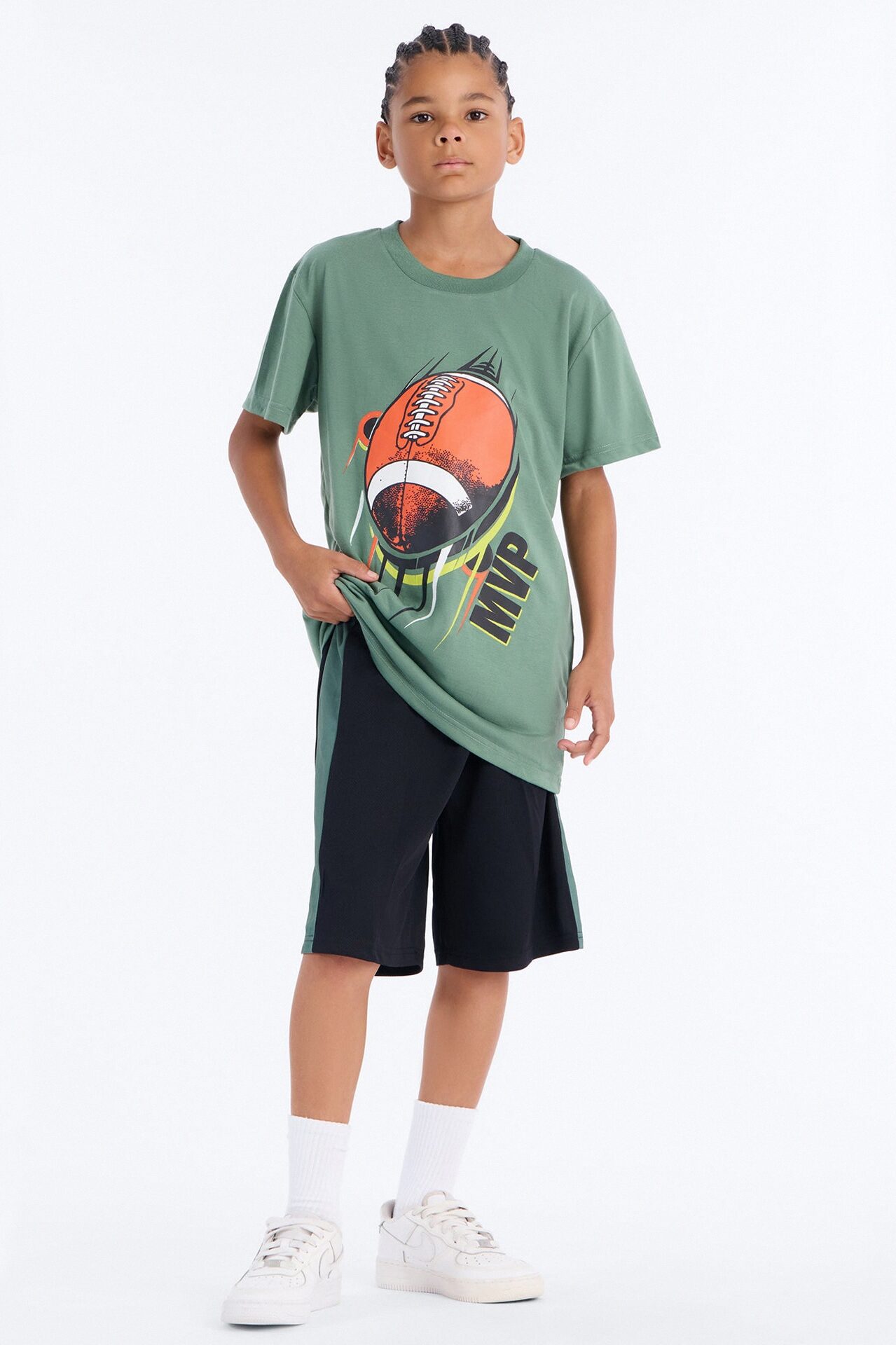 Mini The Real MVP Short Set - Olive/combo