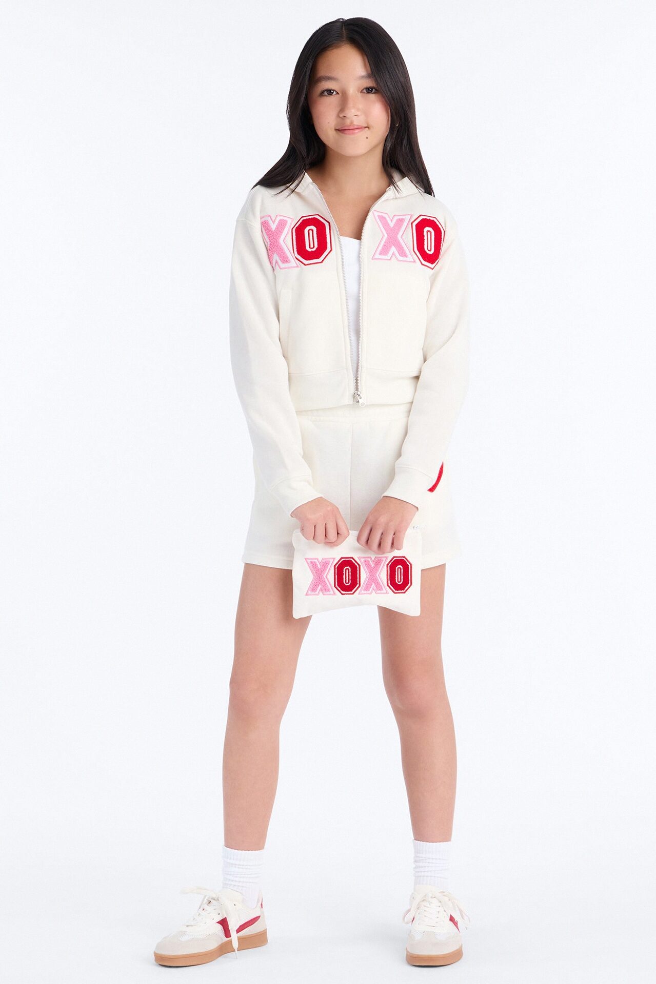 Mini Kisses And Hugs Short Set - Cream