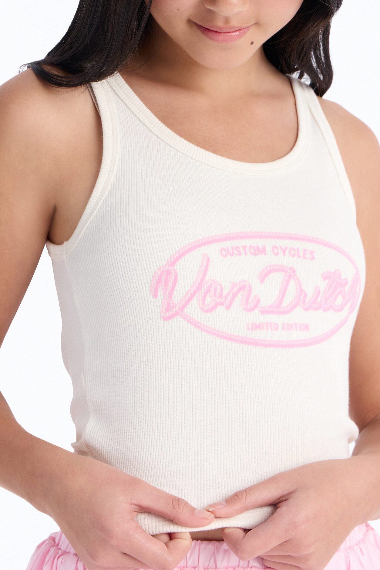 Mini Von Dutch Custom Cycles Ribbed Tank Top - Cream