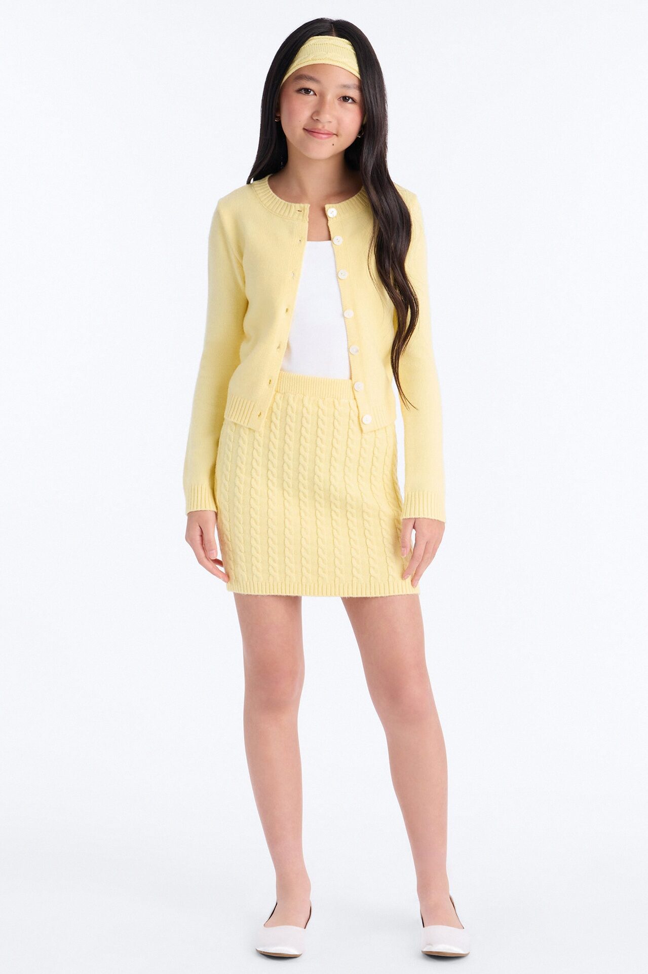 Mini Karmen Sweater 3 Piece Skirt Set - Yellow