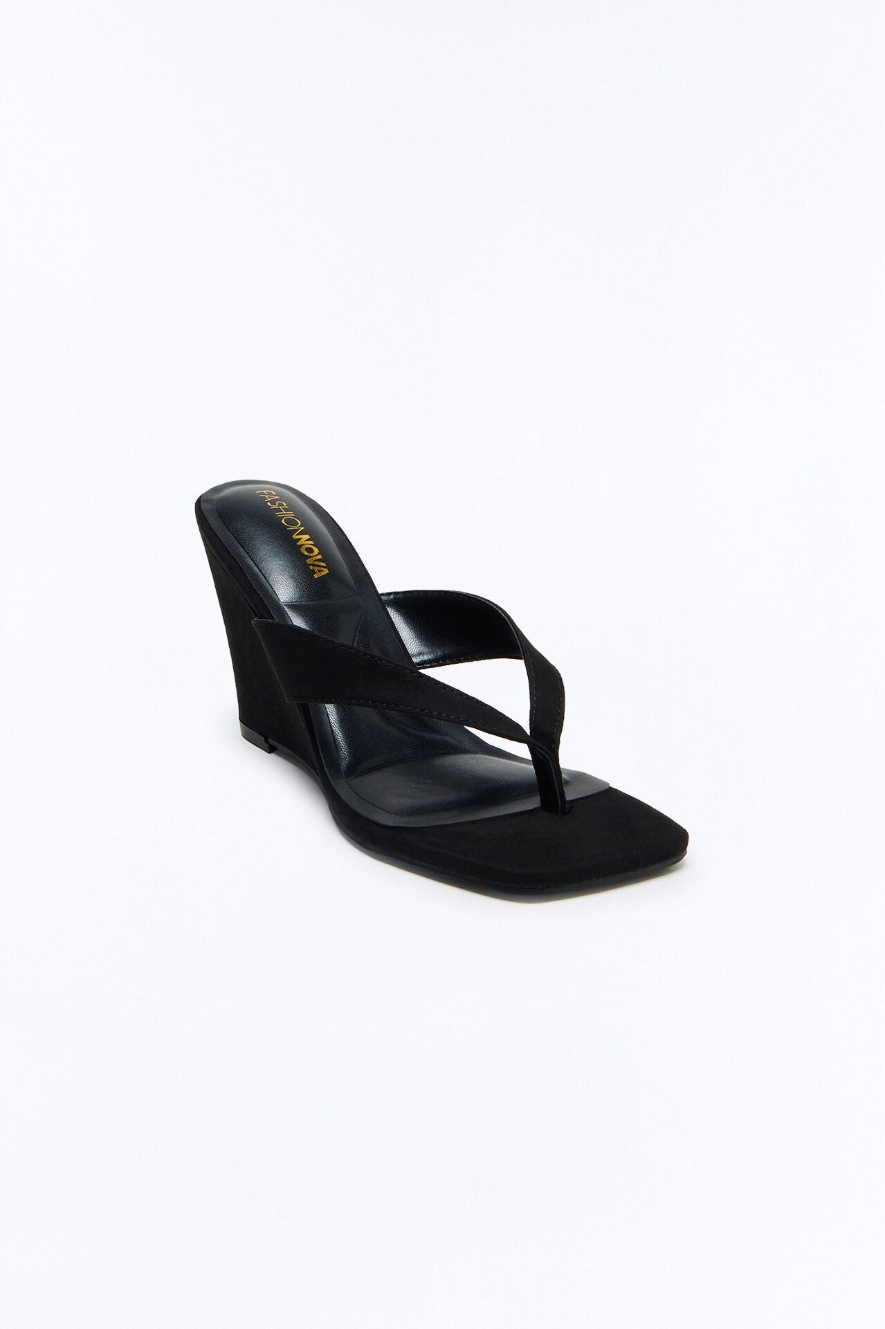 Sosa Suede Thong Wedges - Black