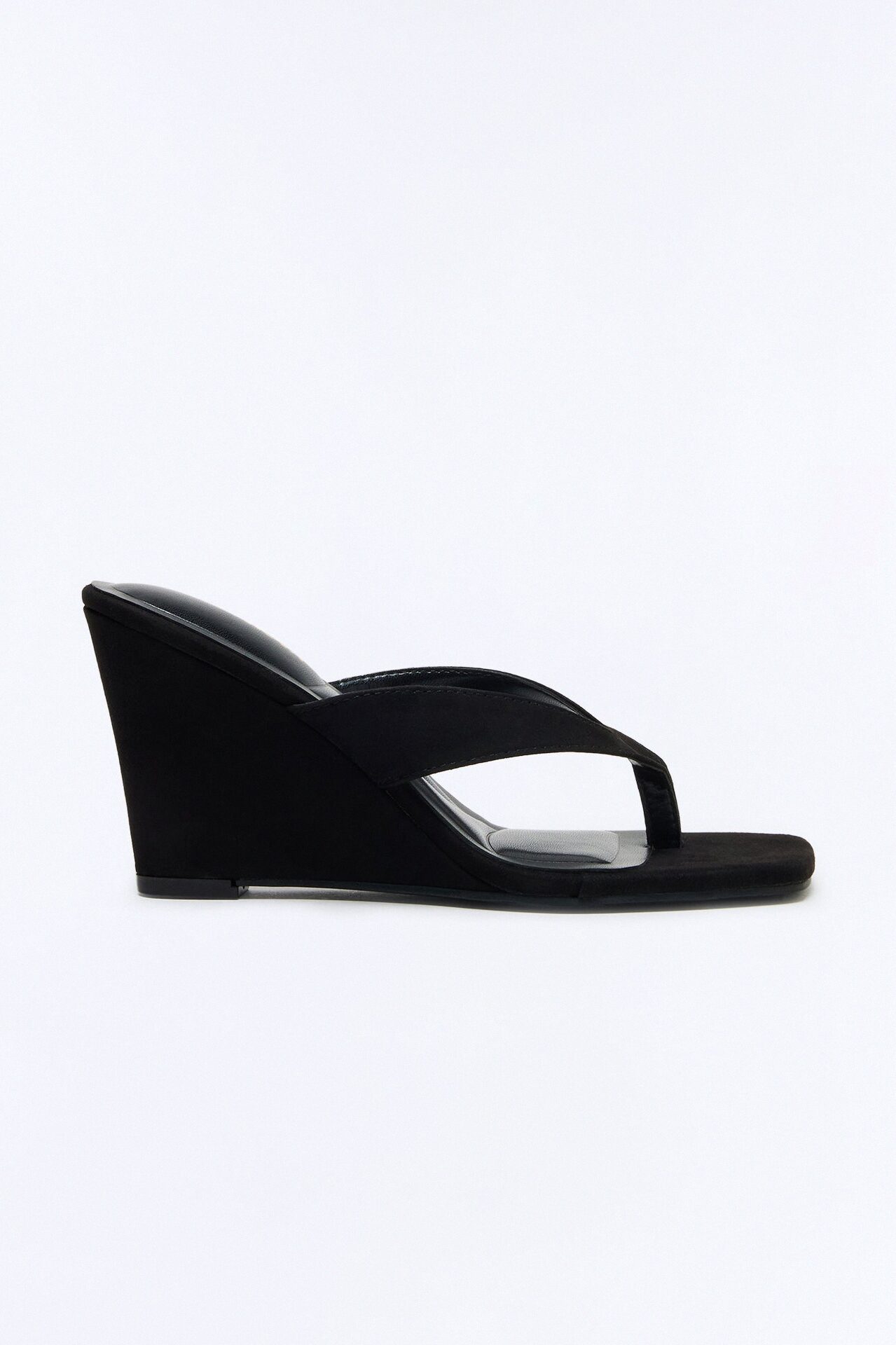 Sosa Suede Thong Wedges - Black