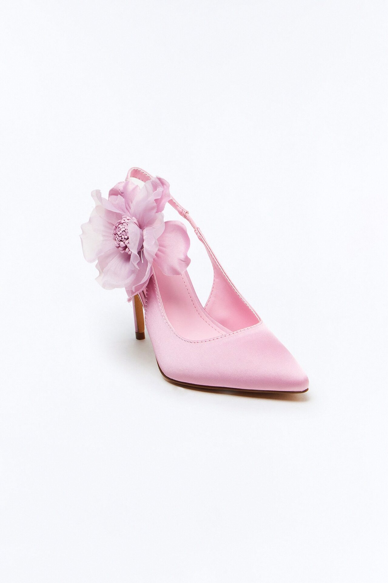 Daffodil Flower Satin Pumps - Blush