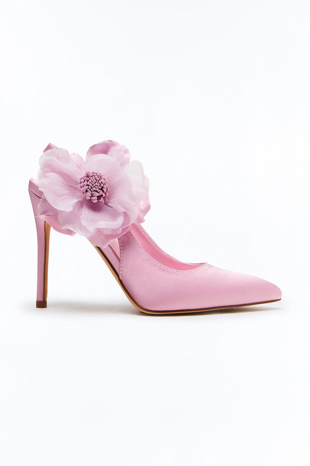 Daffodil Flower Satin Pumps - Blush