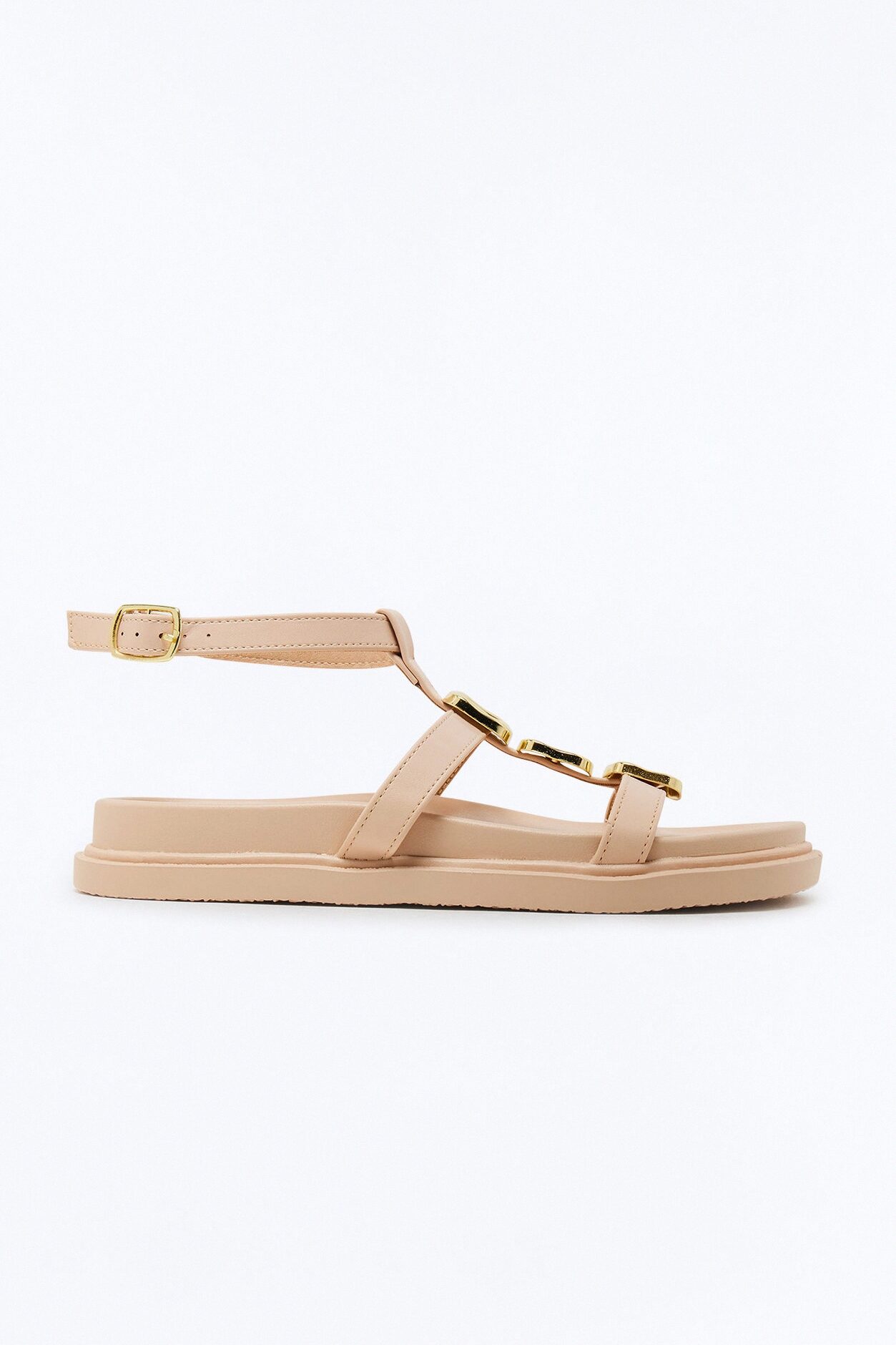 Riya Hardware Ankle Strap Sandals - Ivory