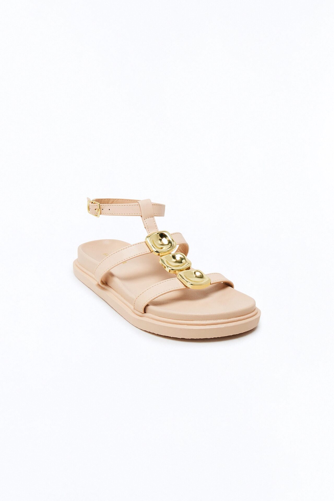 Riya Hardware Ankle Strap Sandals - Ivory