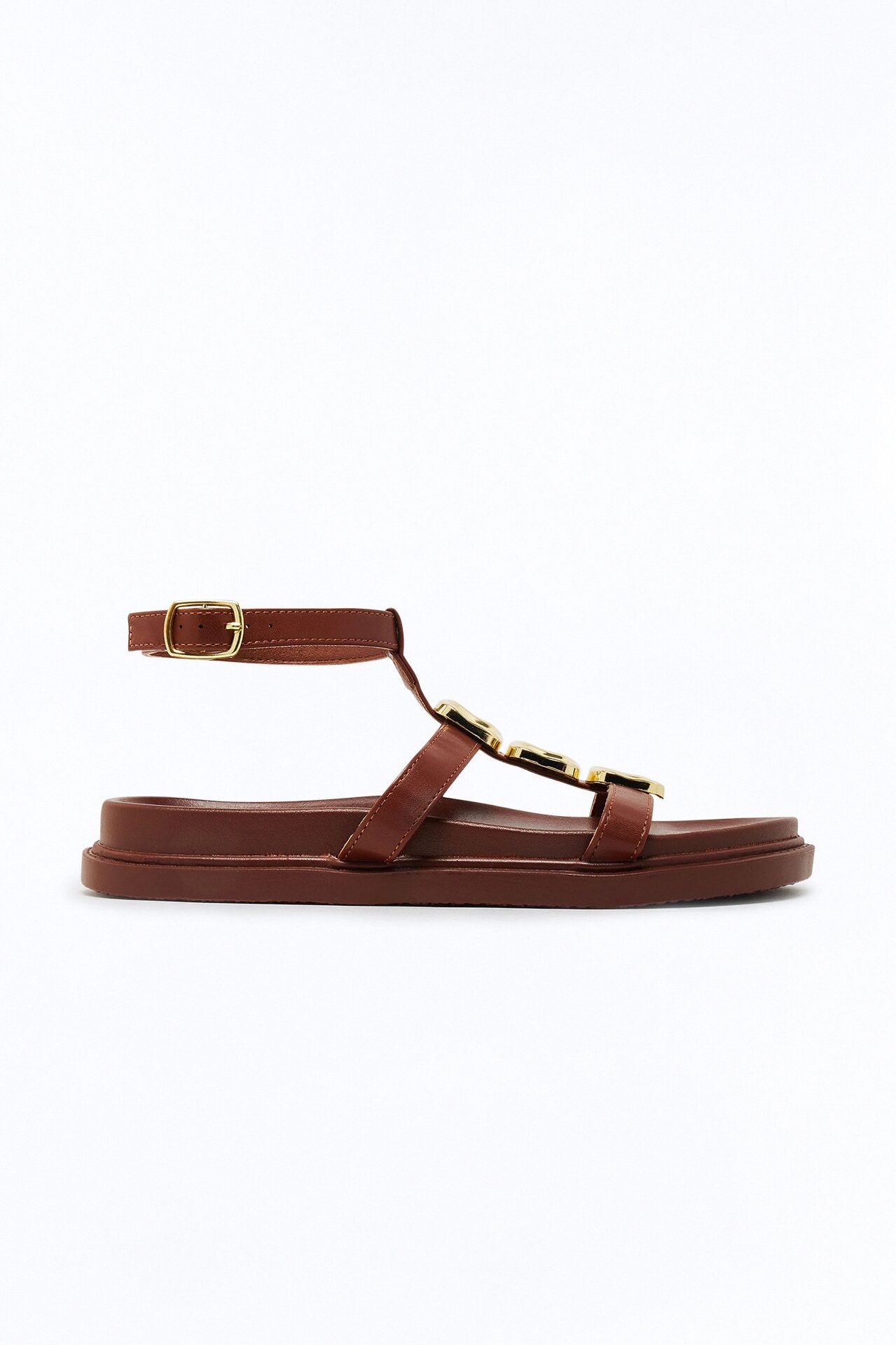 Riya Hardware Ankle Strap Sandals - Brown
