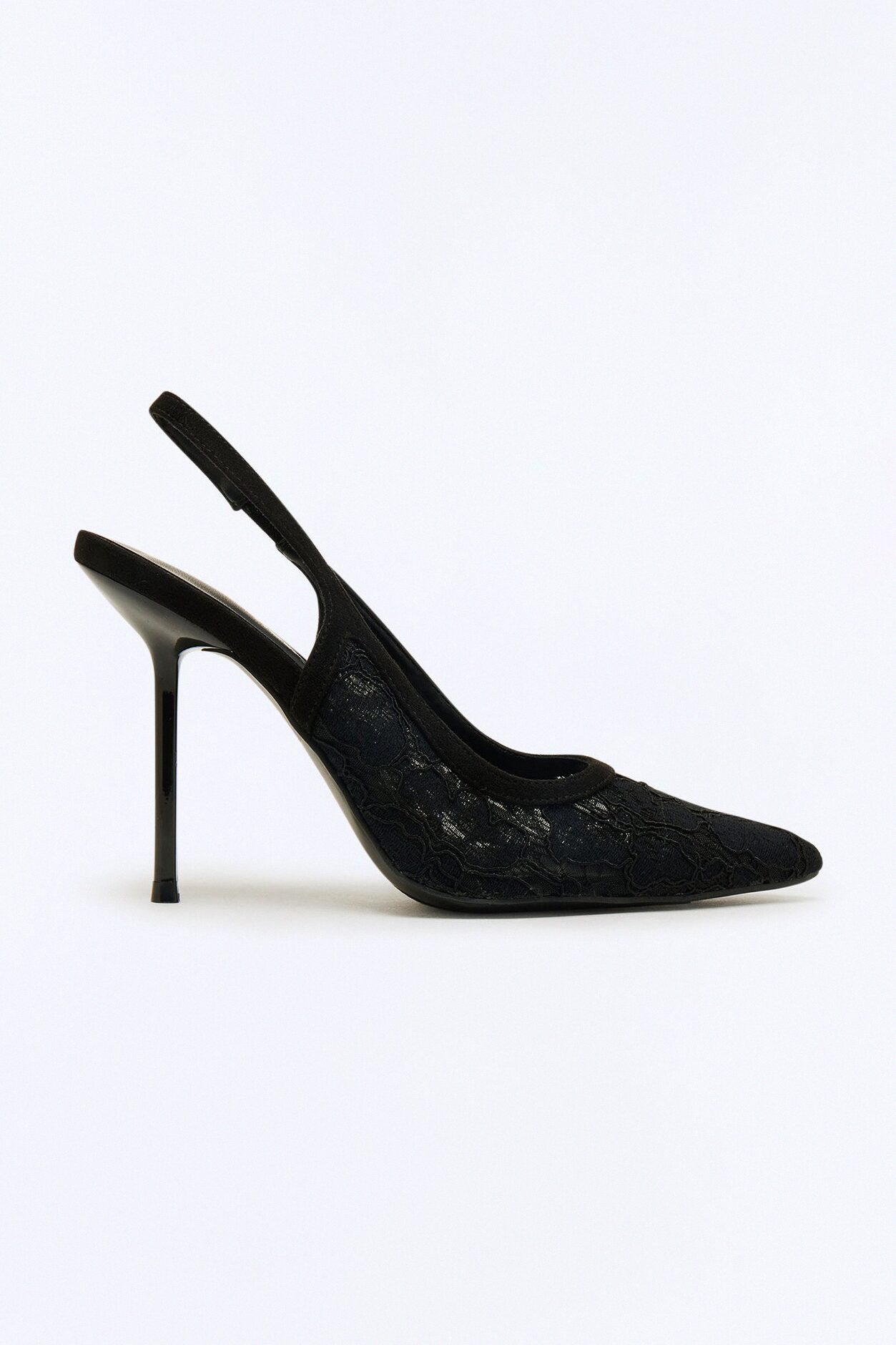Meryl Lace Slingback Pumps - Black