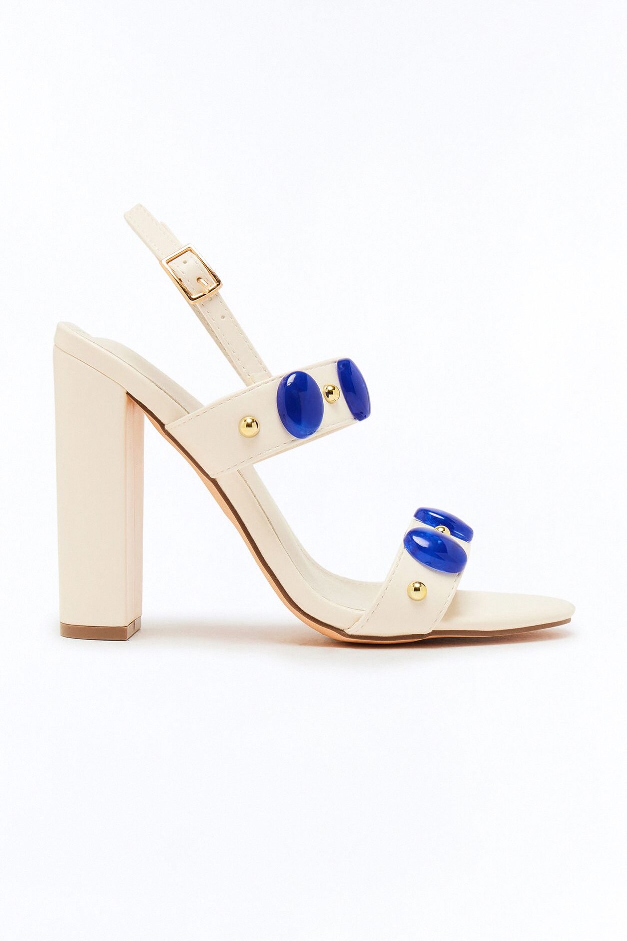 Lin Stone Ankle Strap Heels - White
