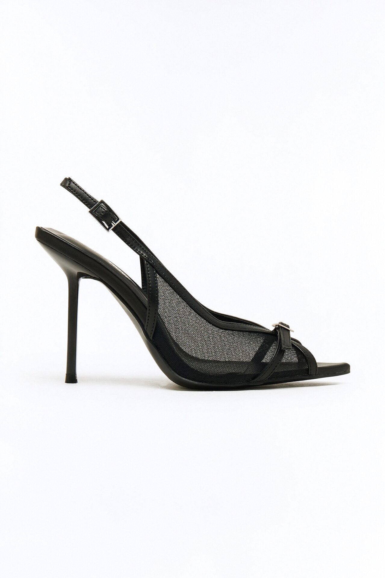 Streep Peep Toe Mesh Pumps - Black