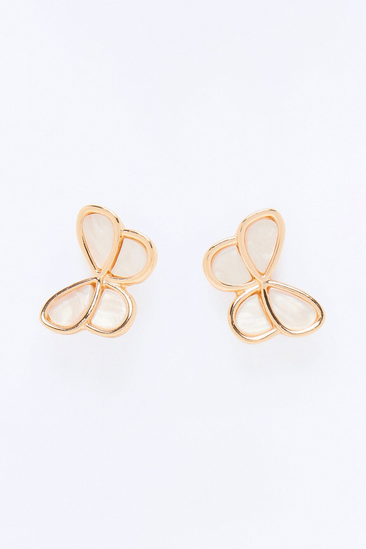 Sky Dancer Stud Earrings - White/Gold