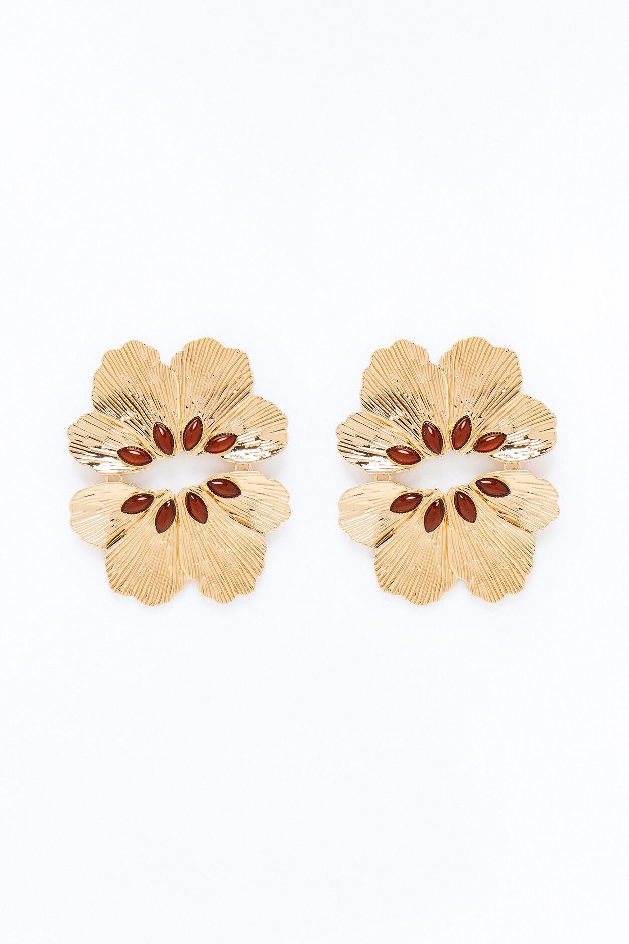 Island Glow Floral Drop Earrings - Gold/Brown