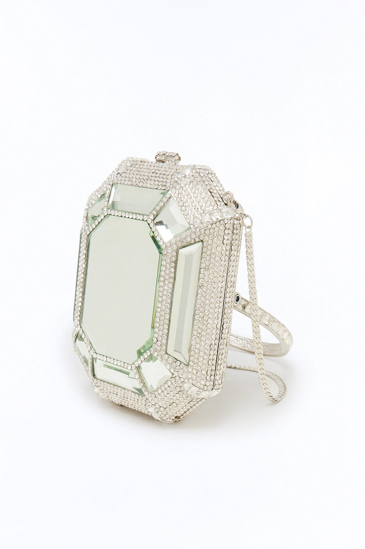 Put A Ring On It Rhinestone Clutch - Silver