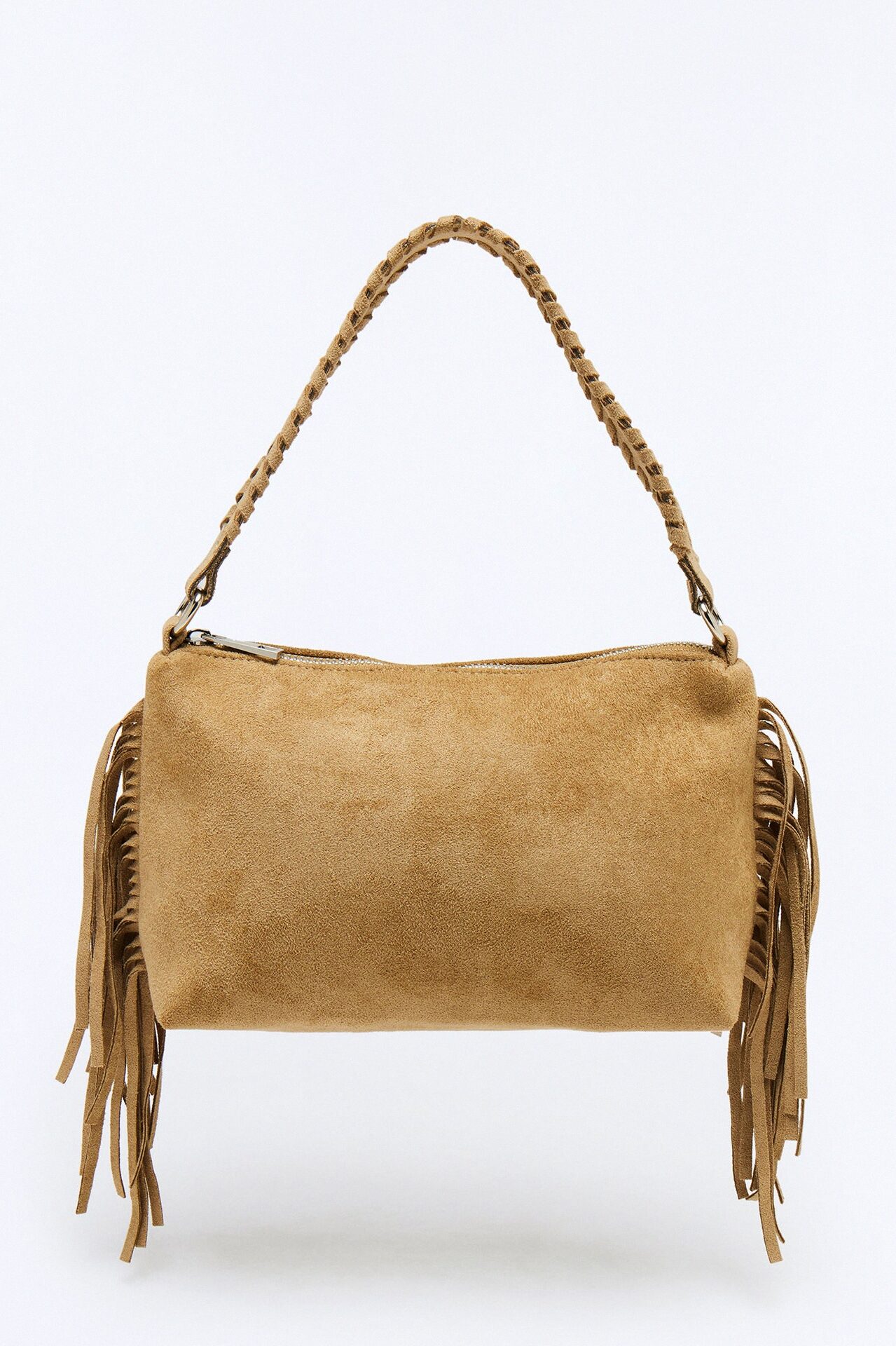 Fringe Benefits Faux Suede Bag - Tan