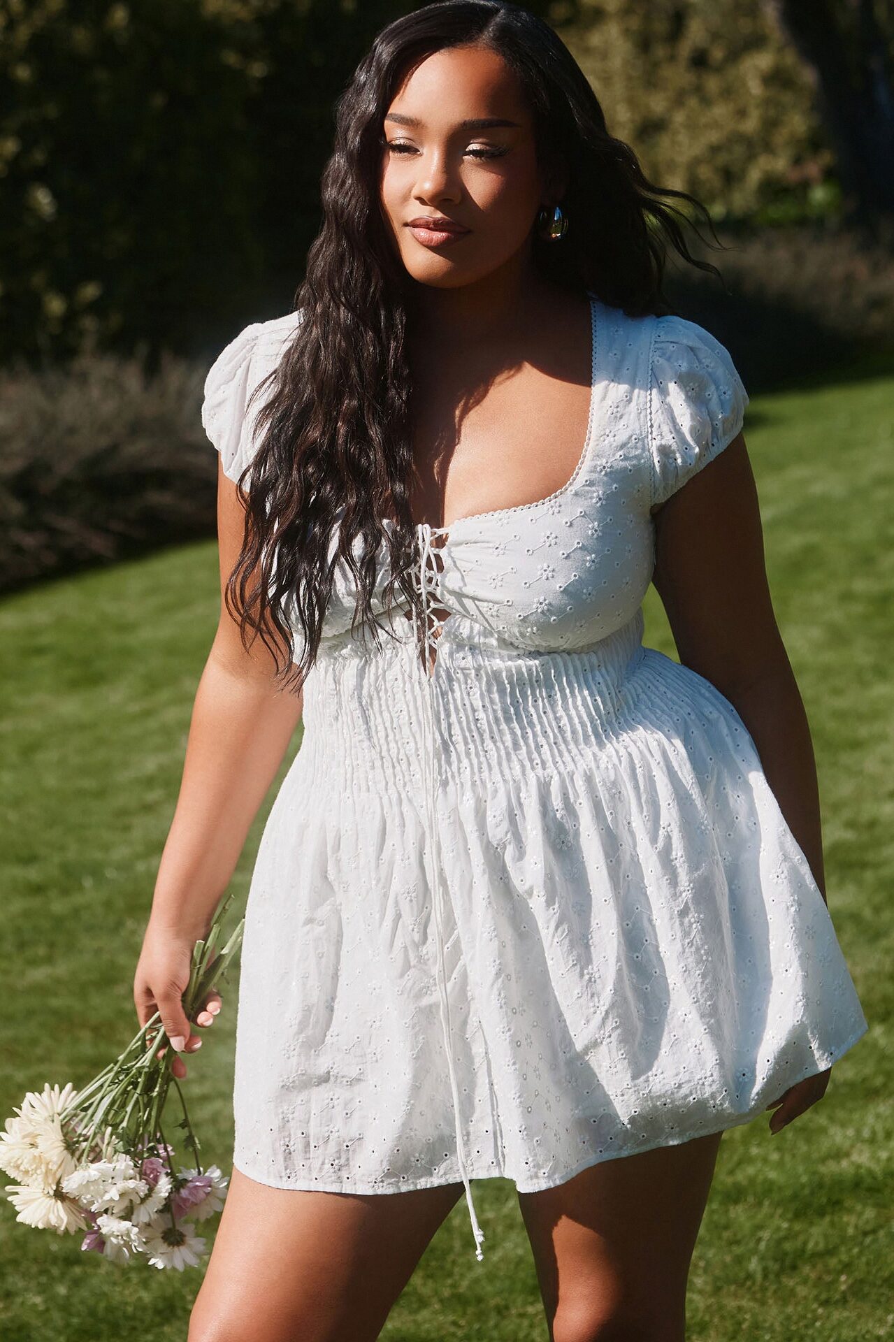 Buttercup Eyelet Mini Dress - White