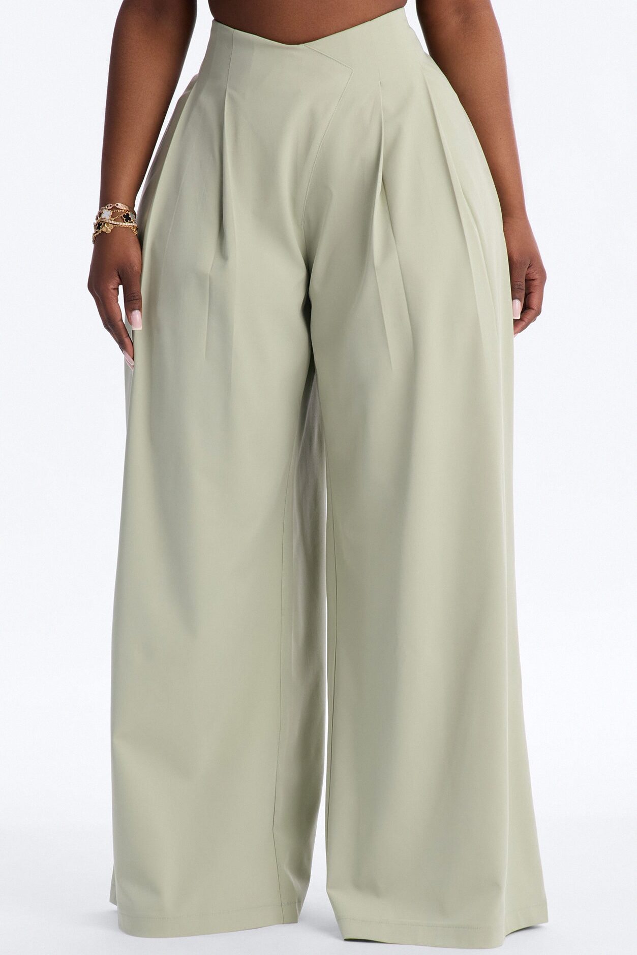 About Time Wide Leg Trousers - Sage