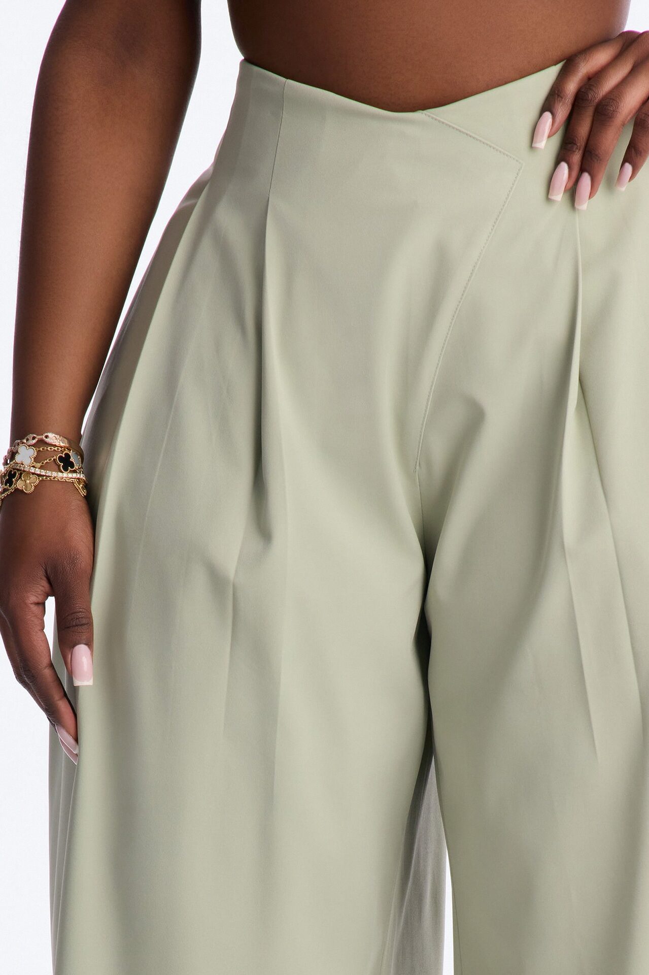 About Time Wide Leg Trousers - Sage