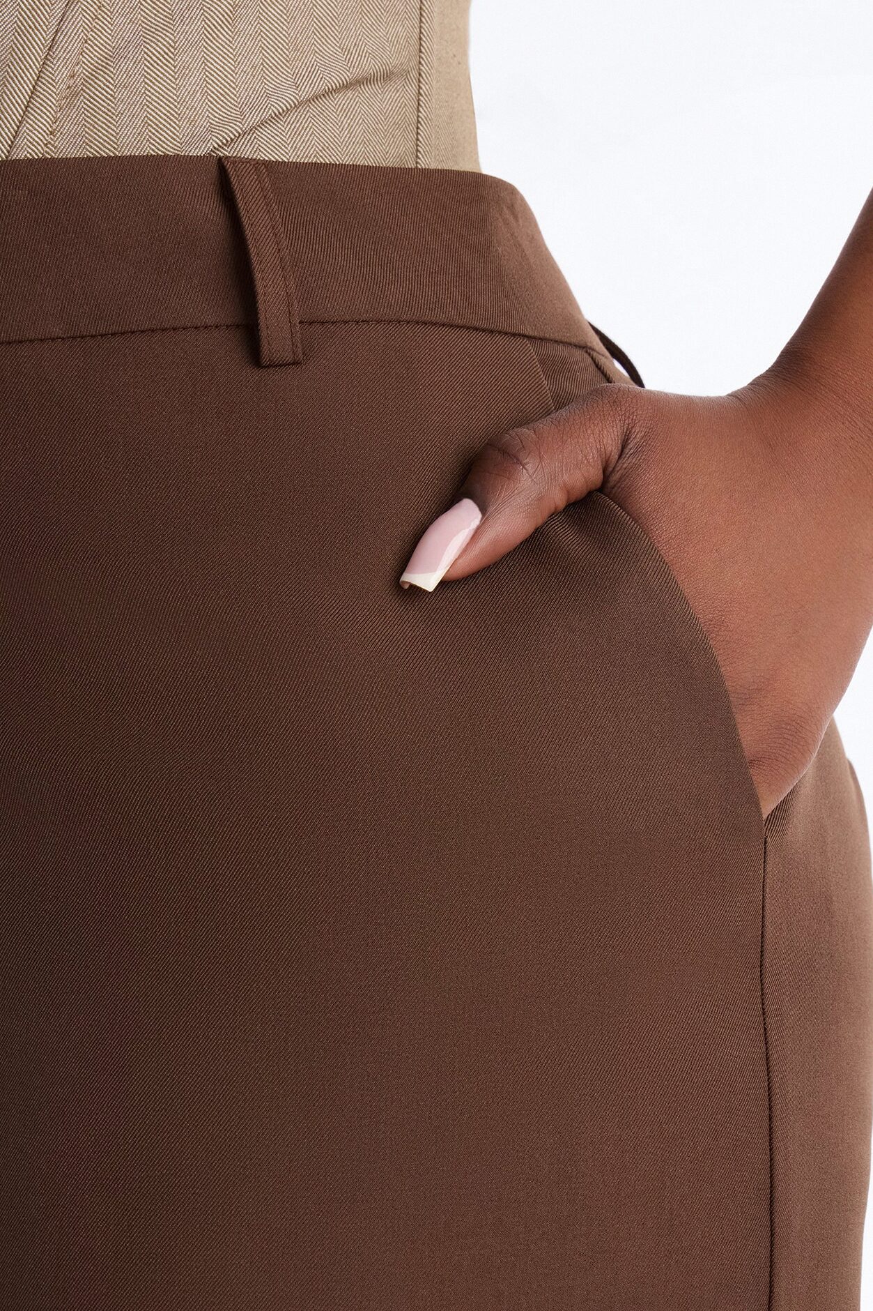 The Perfect Low Rise Wide Leg Trouser Pant 33″ - Chocolate