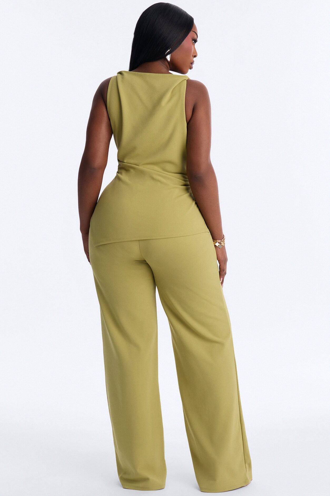 Strong Feelings Asymmetrical Pant Set - Green