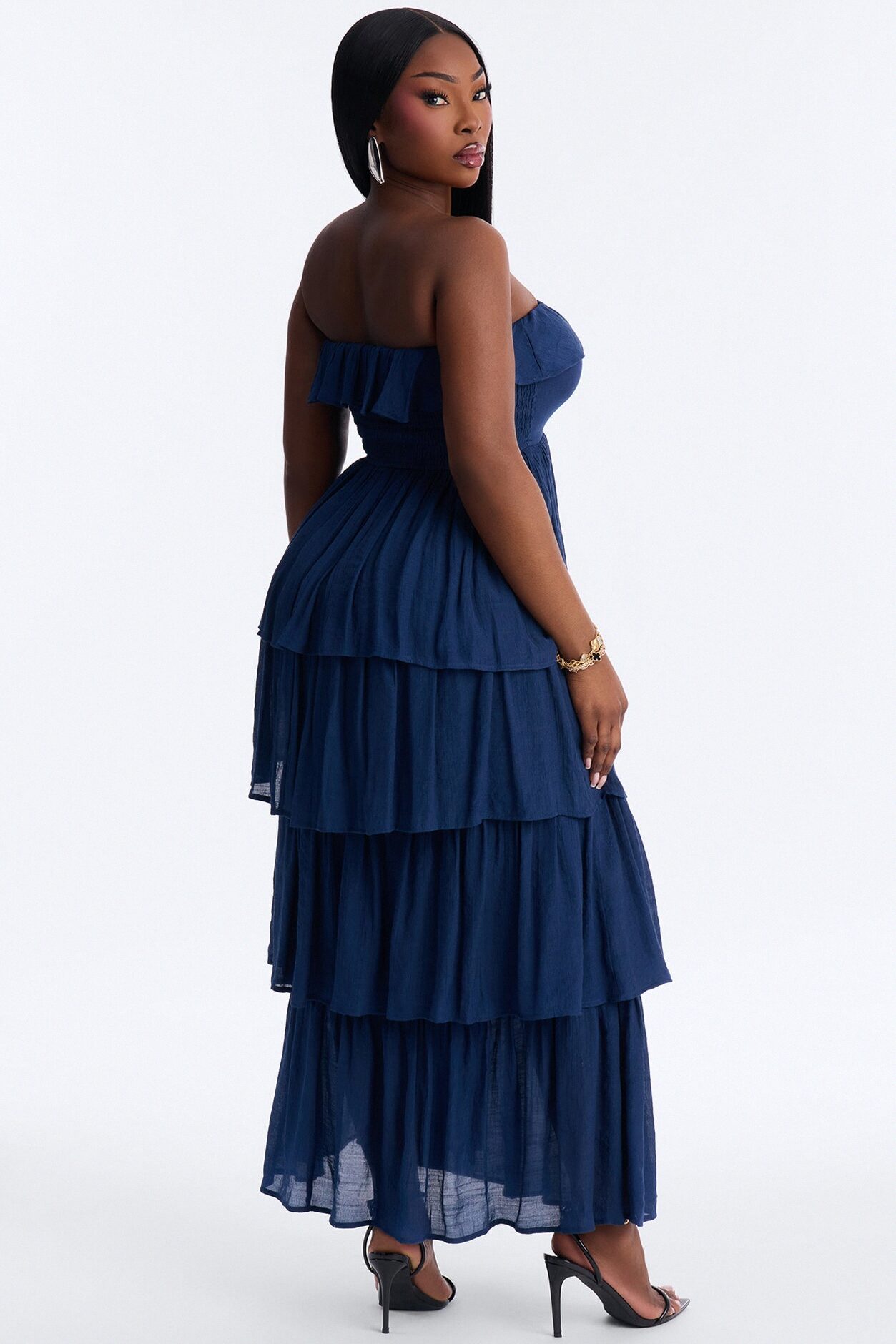 Tatum Tiered Strapless Maxi Dress - Navy