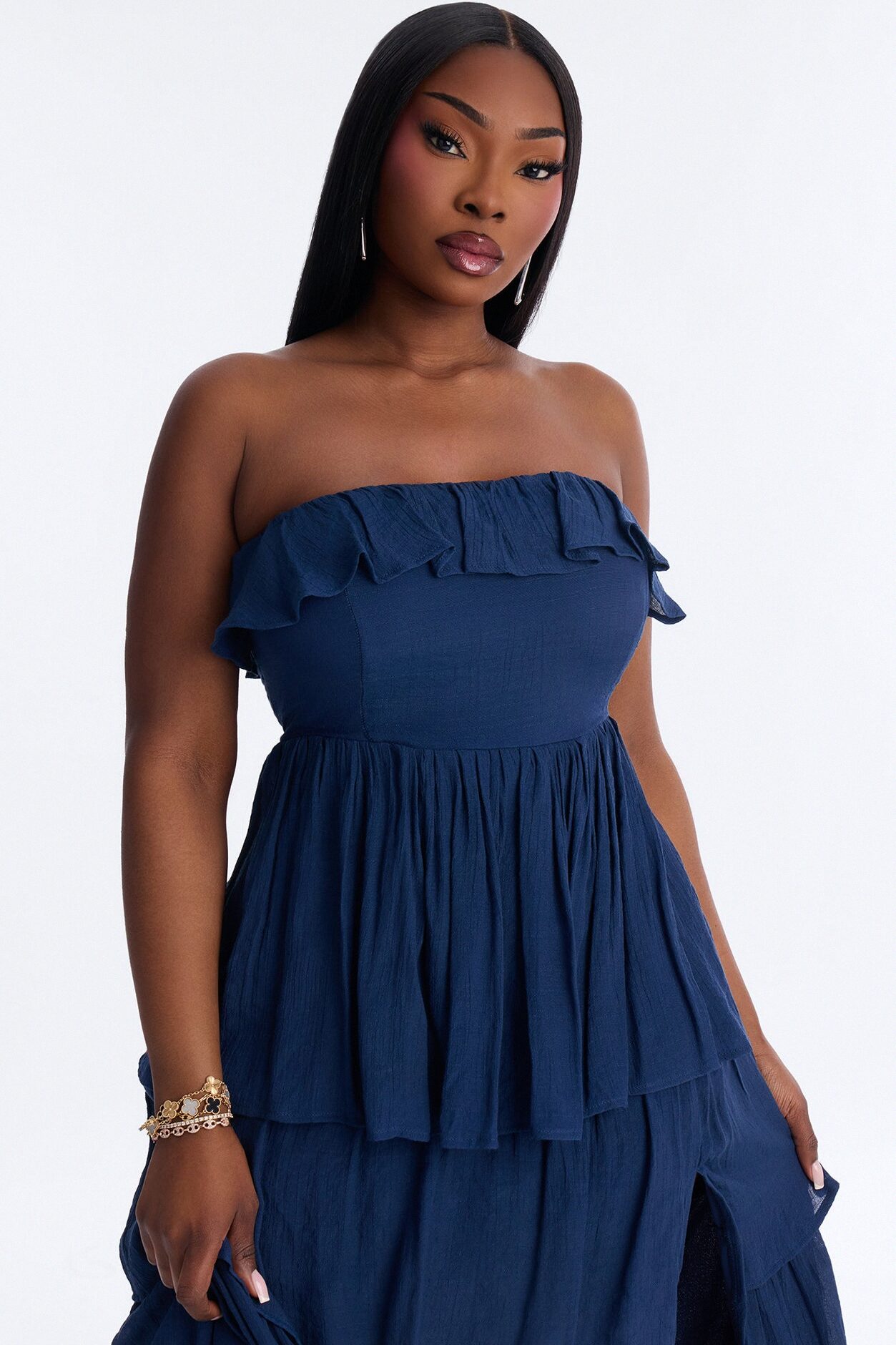 Tatum Tiered Strapless Maxi Dress - Navy