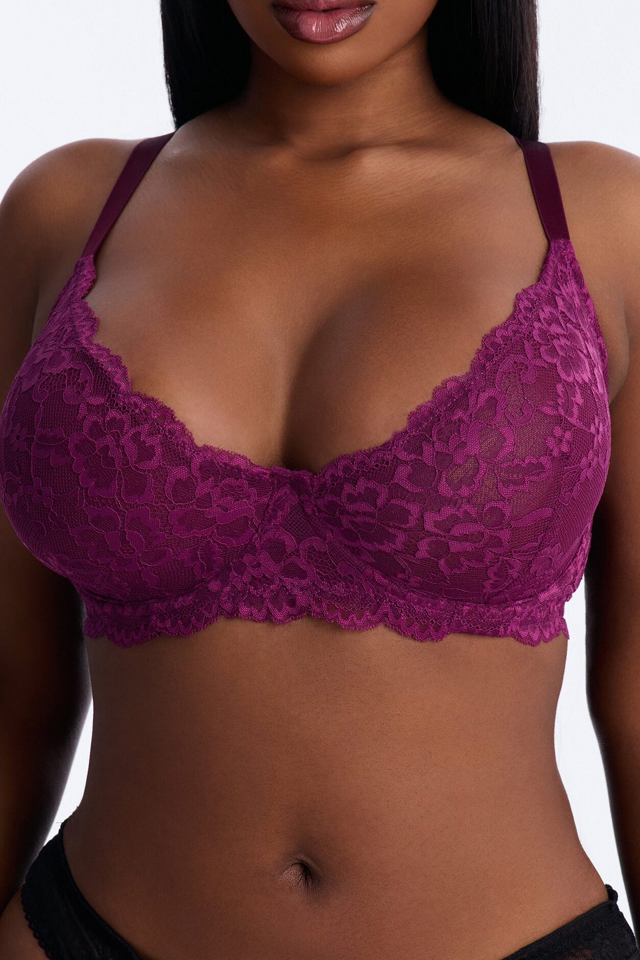 Nova Lace Unlined Bra - Plum