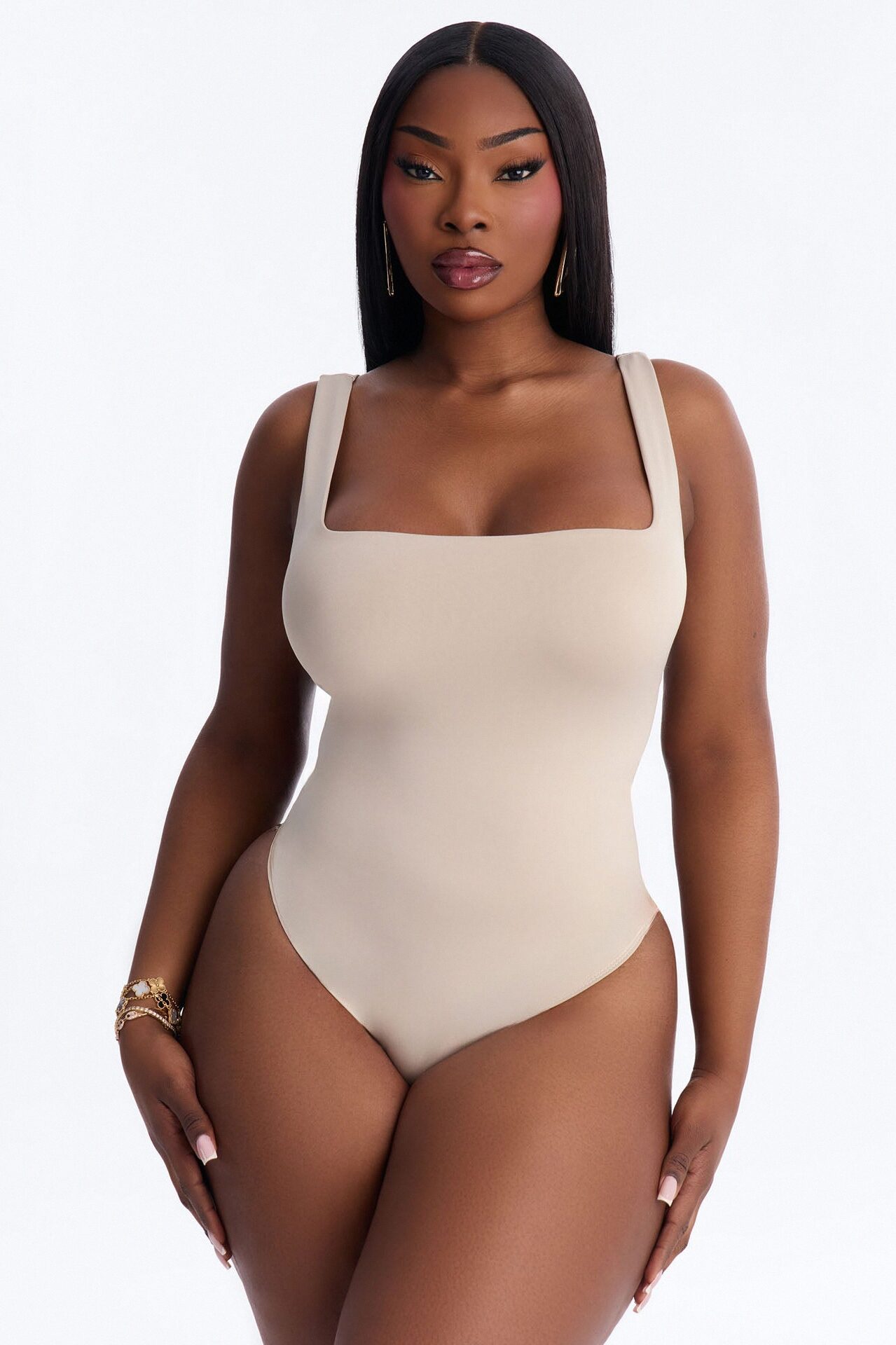 Back To Basic Double Lined Bodysuit - Stone