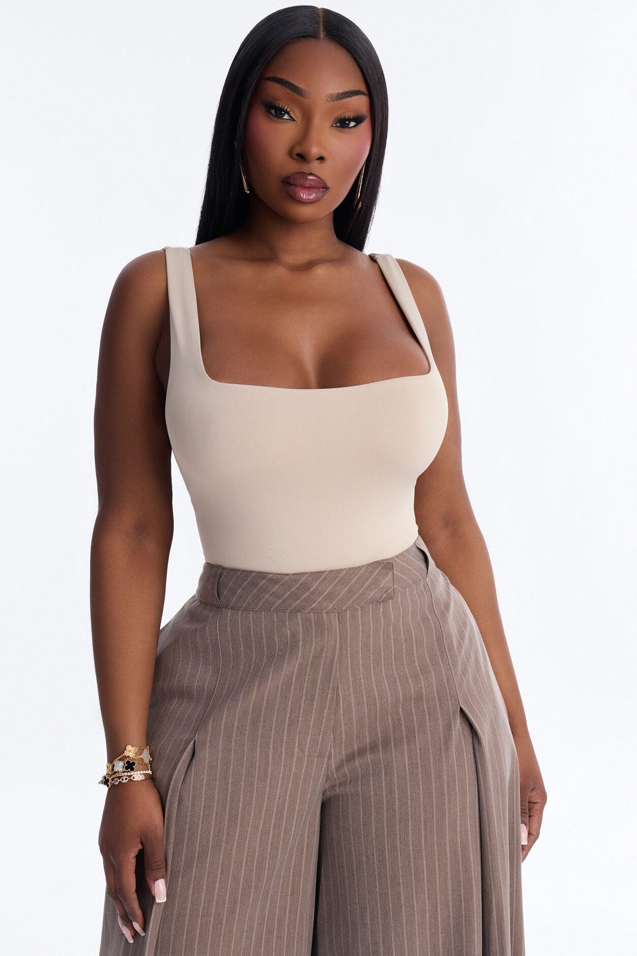Back To Basic Double Lined Bodysuit - Stone