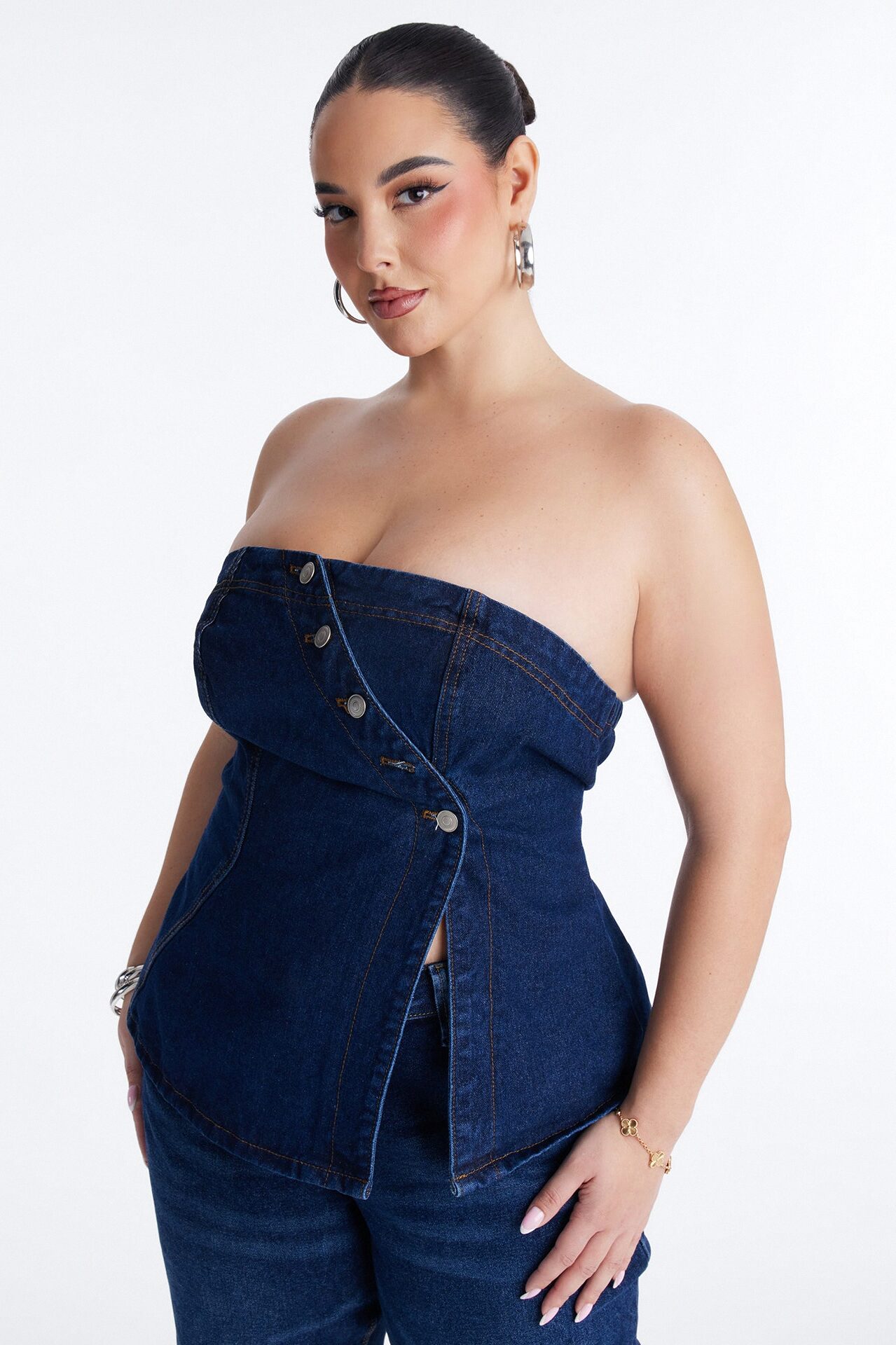 Denim Therapy Asymmetrical Tube Top - Indigo