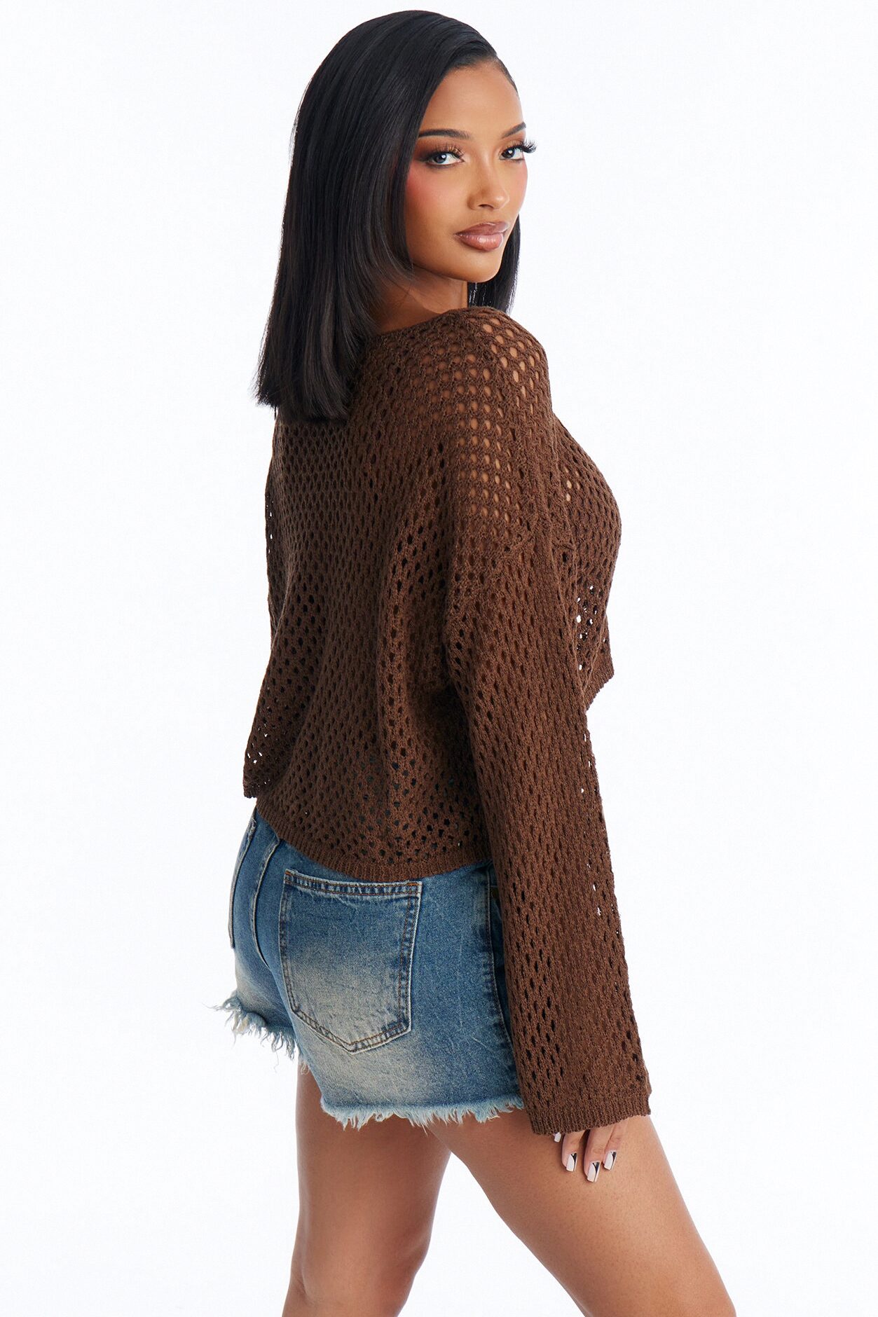 Sun Spirit Crochet Sweater - Chocolate